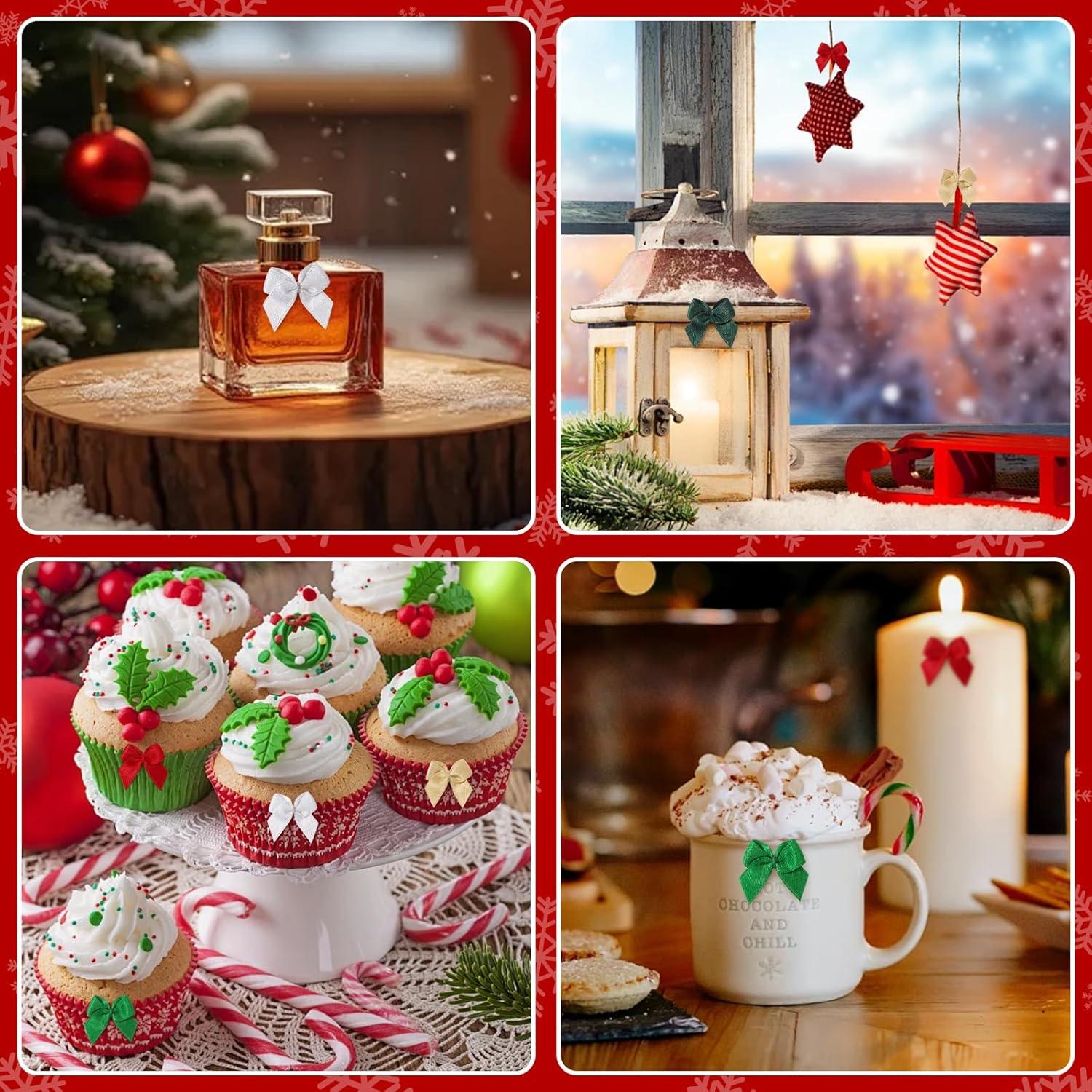 Lazos de Cinta de Satén Mini Yoyokid 200 Pcs 2.5 cm Navidad