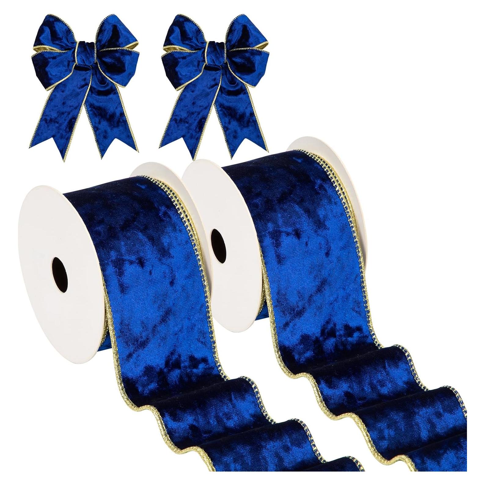 Cinta de Terciopelo Azul Briful 6.3 cm x 9.1 m - 2 Rollos