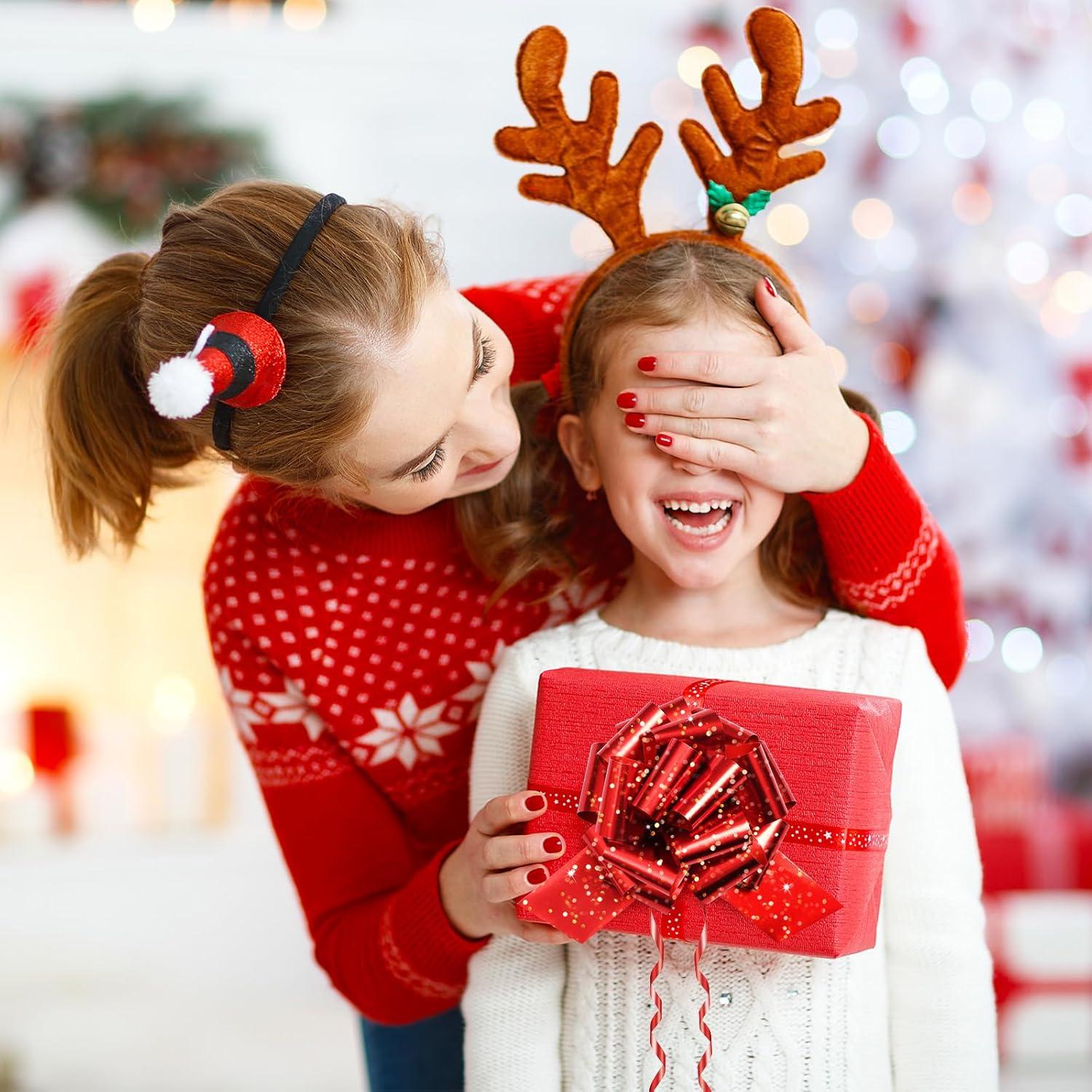 20 Lazos Navideños Rojos y Verdes HOGRTi 13 cm Brillantes