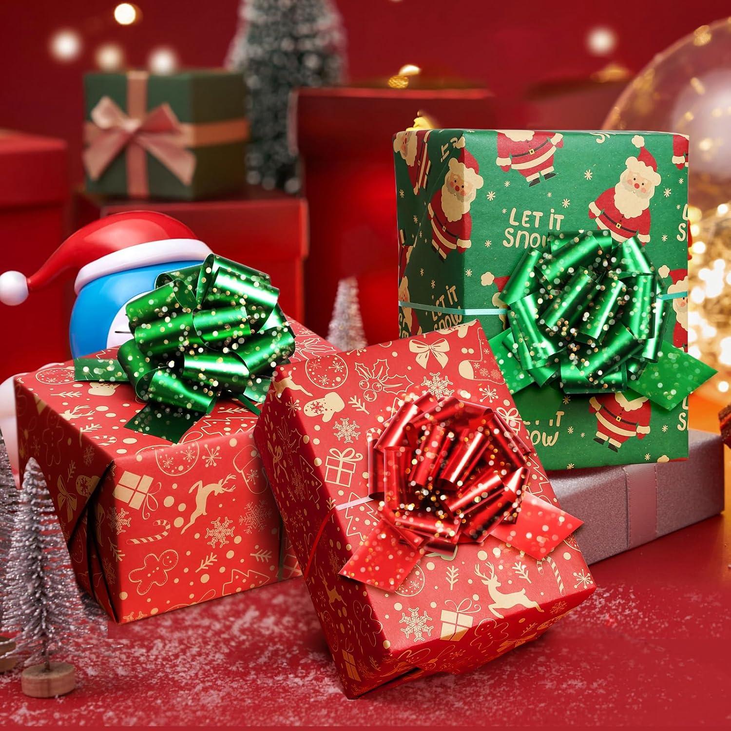 20 Lazos Navideños Rojos y Verdes HOGRTi 13 cm Brillantes