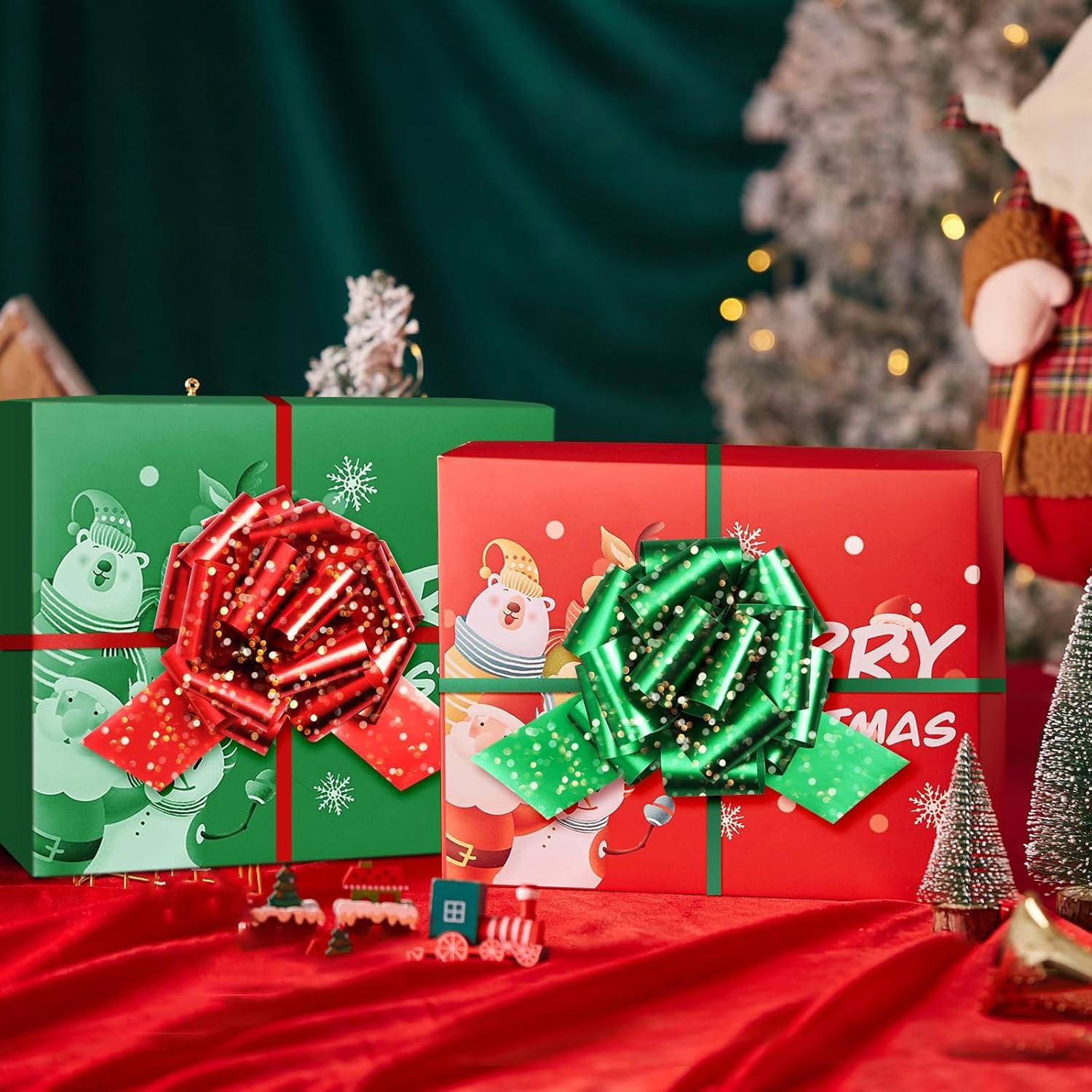 20 Lazos Navideños Rojos y Verdes HOGRTi 13 cm Brillantes