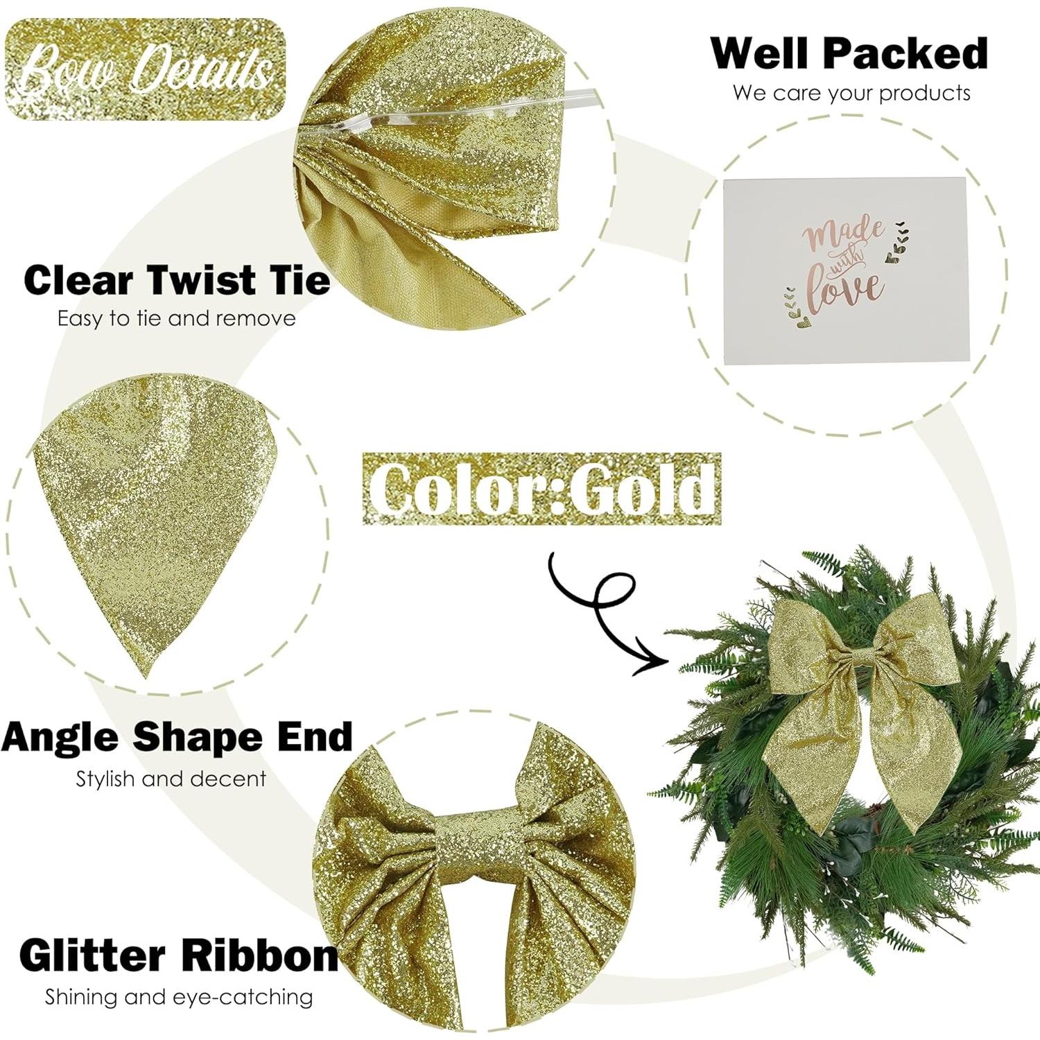 Lazos de Cinta Dorada AIMUDI 14 cm - 12 PZS para Decoración