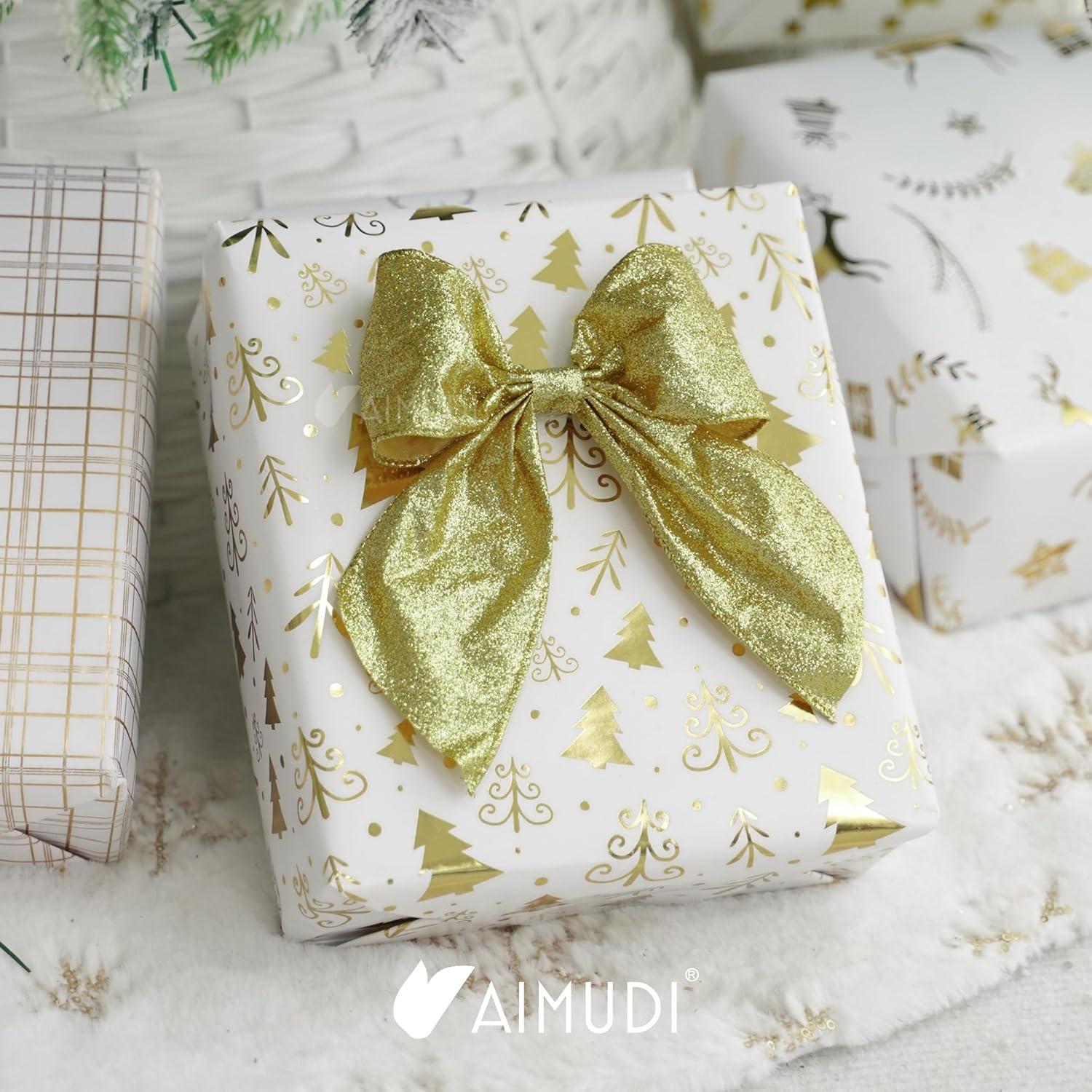 Lazos de Cinta Dorada AIMUDI 14 cm - 12 PZS para Decoración