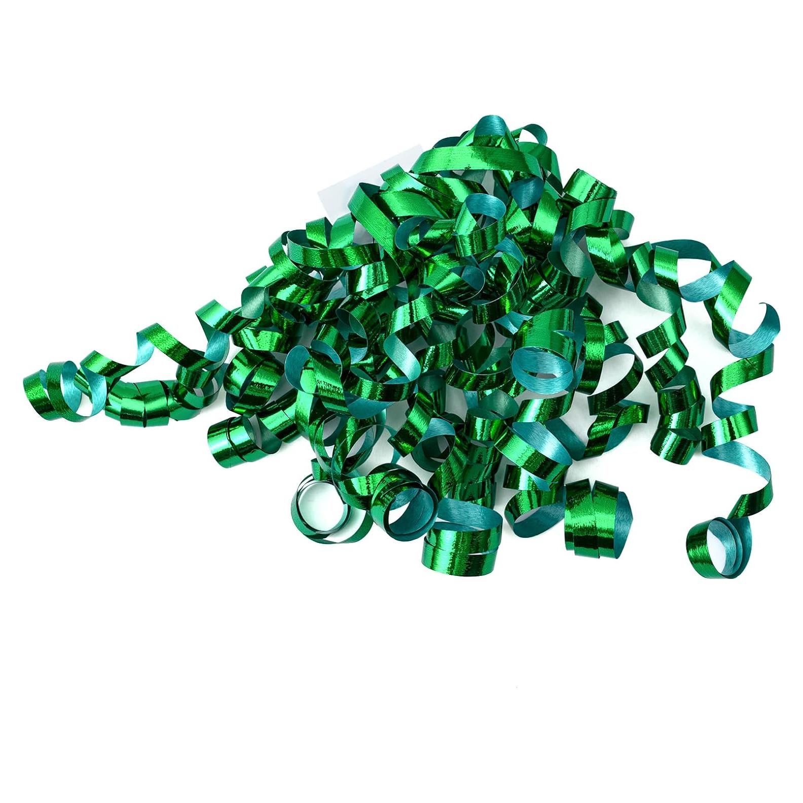 Lazos Rizados Autoadhesivos Metálicos Verdes WRAPAHOLIC - 12 Piezas