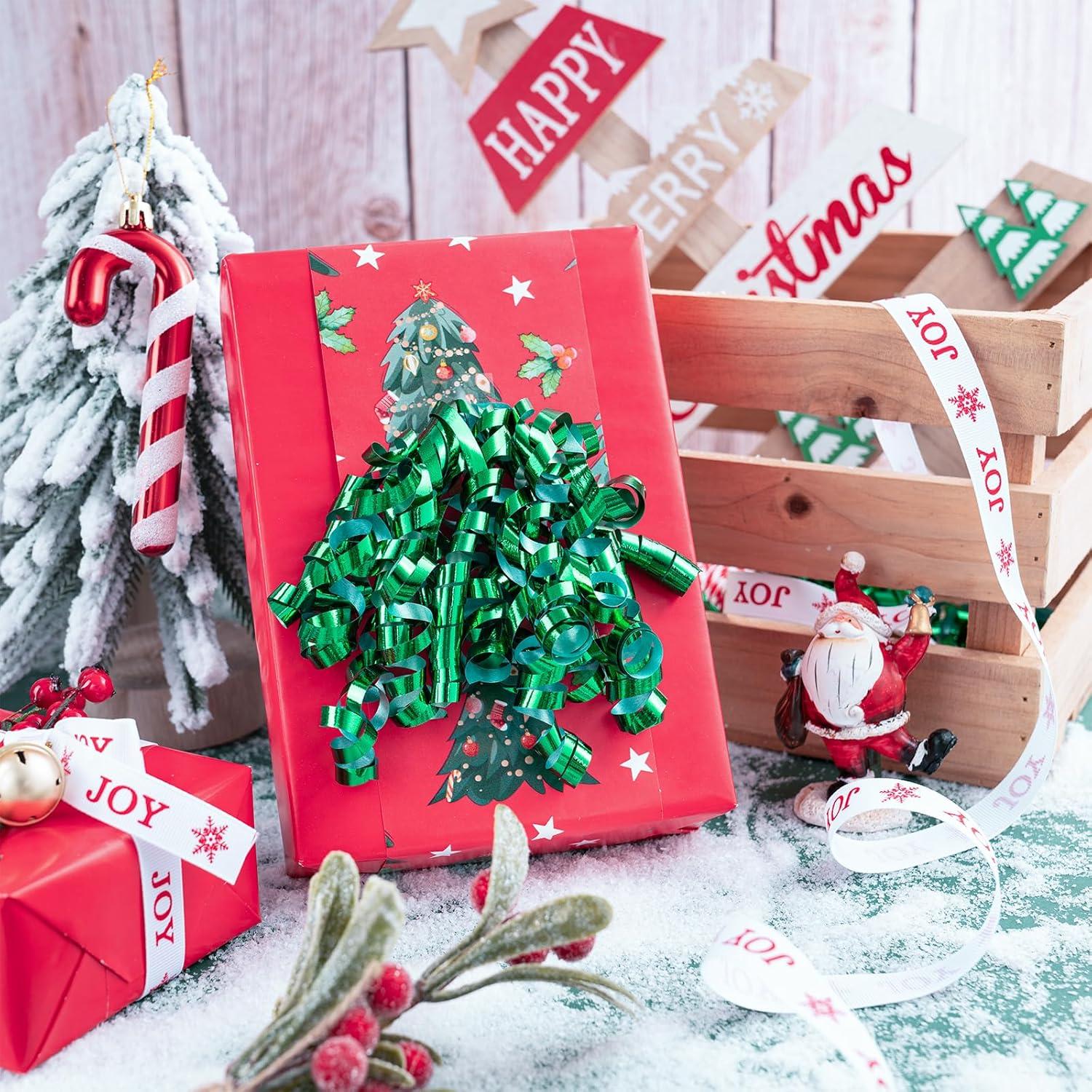 Lazos Rizados Autoadhesivos Metálicos Verdes WRAPAHOLIC - 12 Piezas