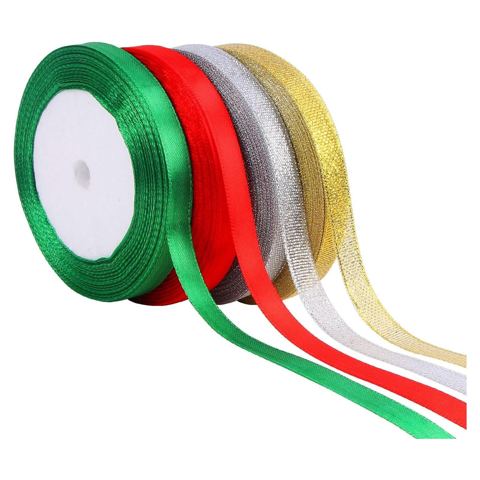 Cintas de Navidad DECYOOL 4 Rollos 100 Yards Brillantes 10mm