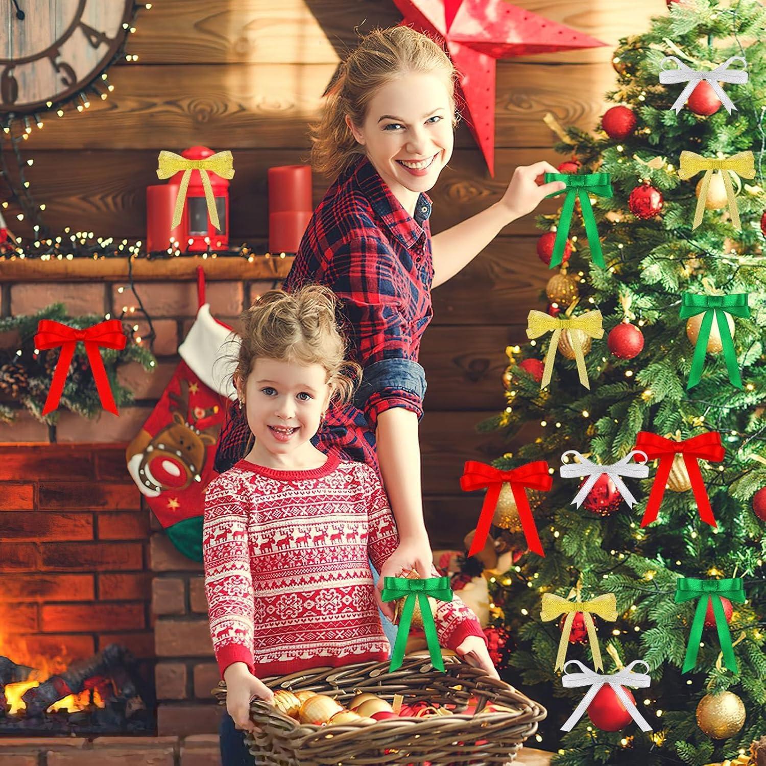 Cintas de Navidad DECYOOL 4 Rollos 100 Yards Brillantes 10mm