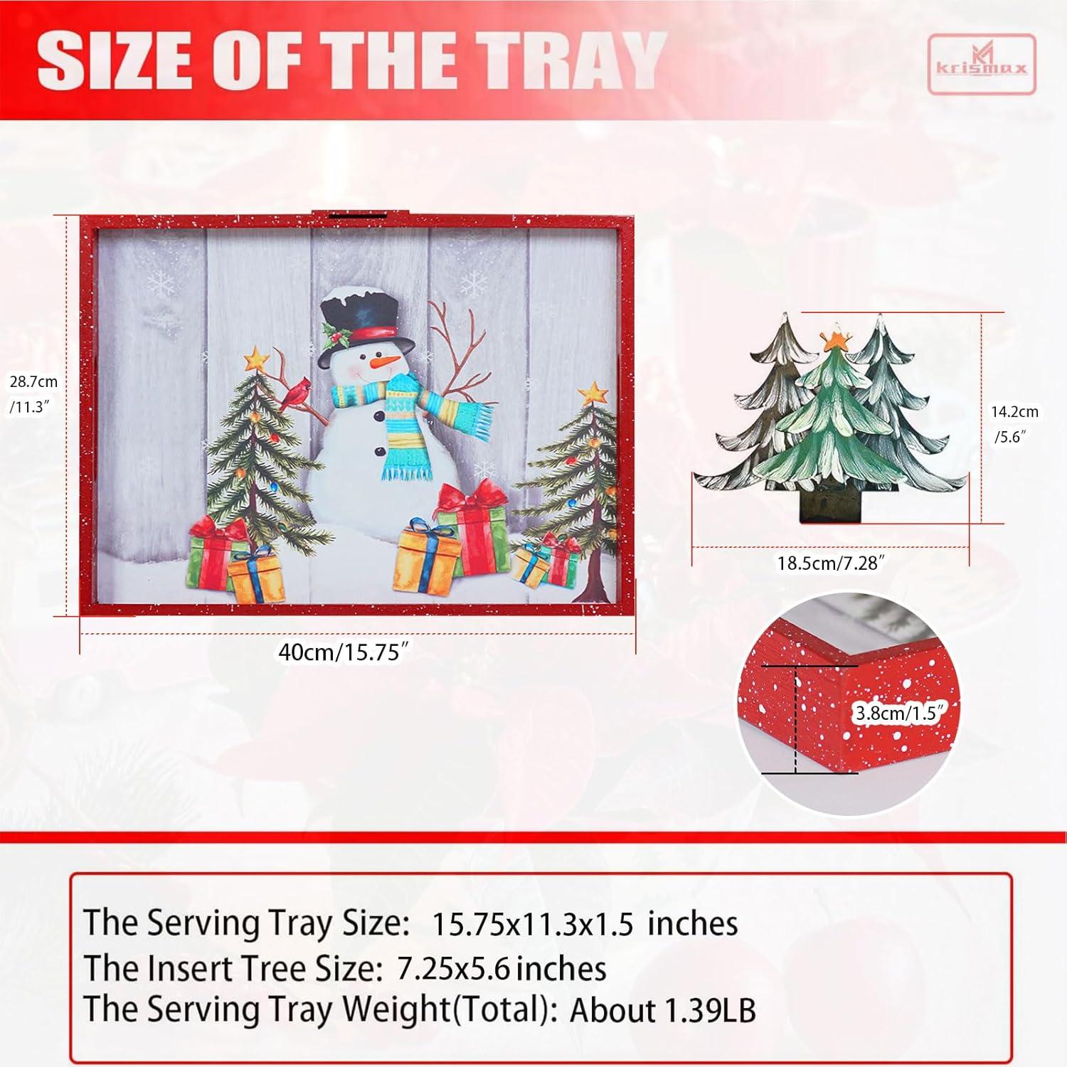Bandeja de Decoración Navideña Krismax 40x28.7cm Roja