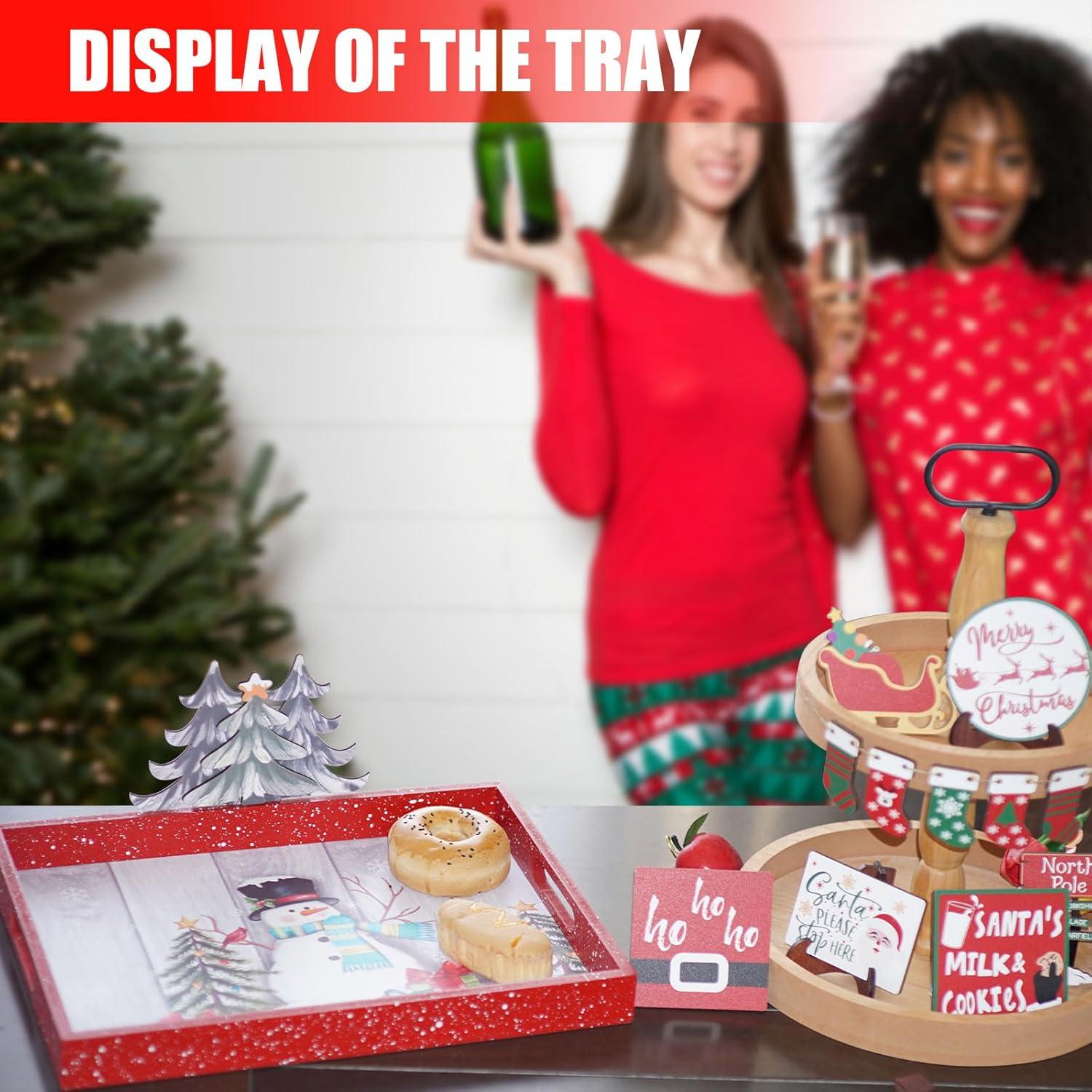 Bandeja de Decoración Navideña Krismax 40x28.7cm Roja