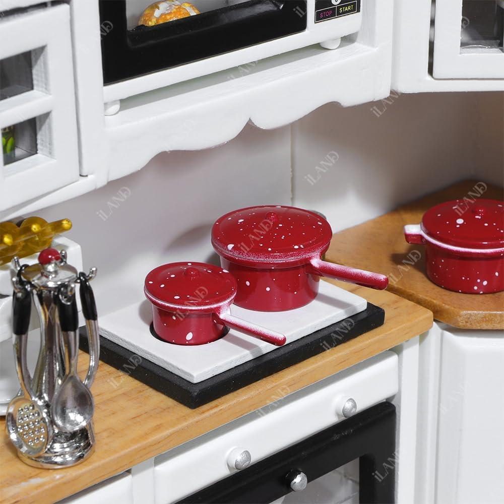 Juego de Cocina Miniatura iLAND 1:12 con Ollas y Sartenes