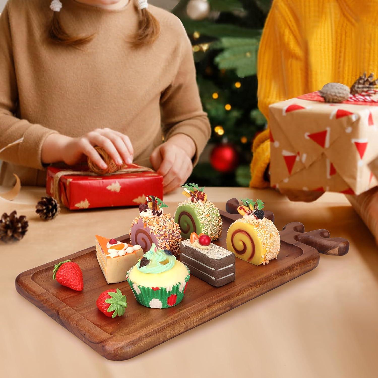 Bandeja de Navidad Renawe de Madera Acacia 35.56x20.32cm