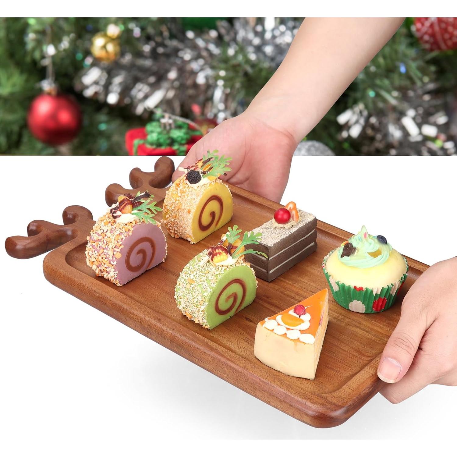 Bandeja de Navidad Renawe de Madera Acacia 35.56x20.32cm