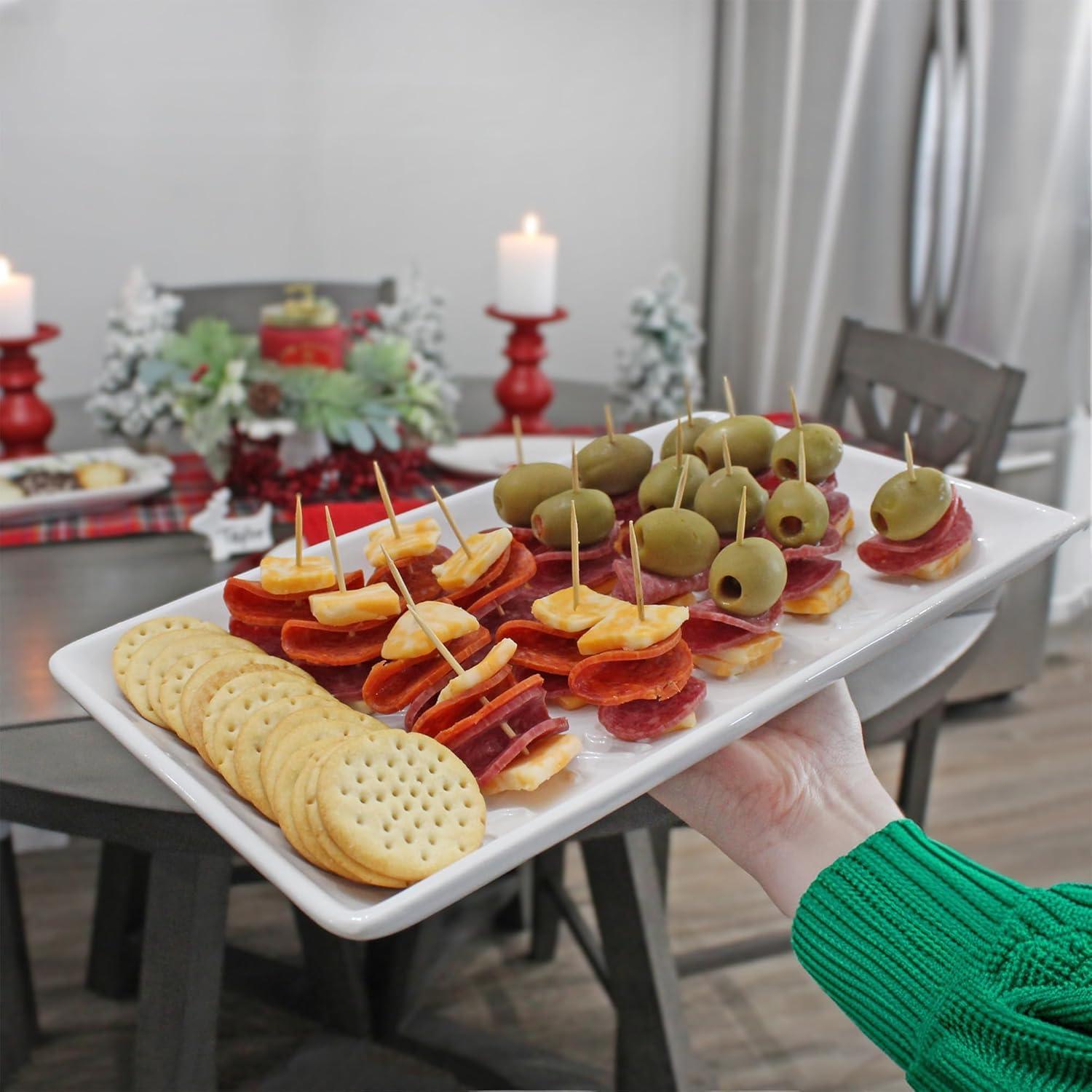 Plato Rectangular AuldHome de Cerámica Blanca 31.75x19 cm