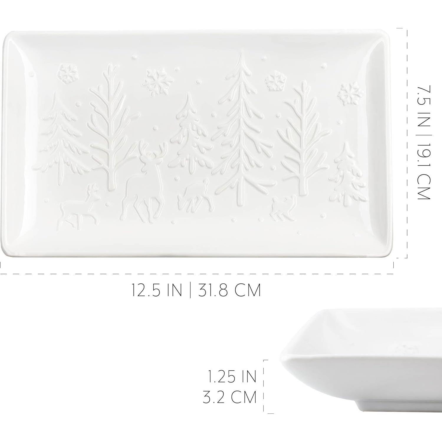 Plato Rectangular AuldHome de Cerámica Blanca 31.75x19 cm