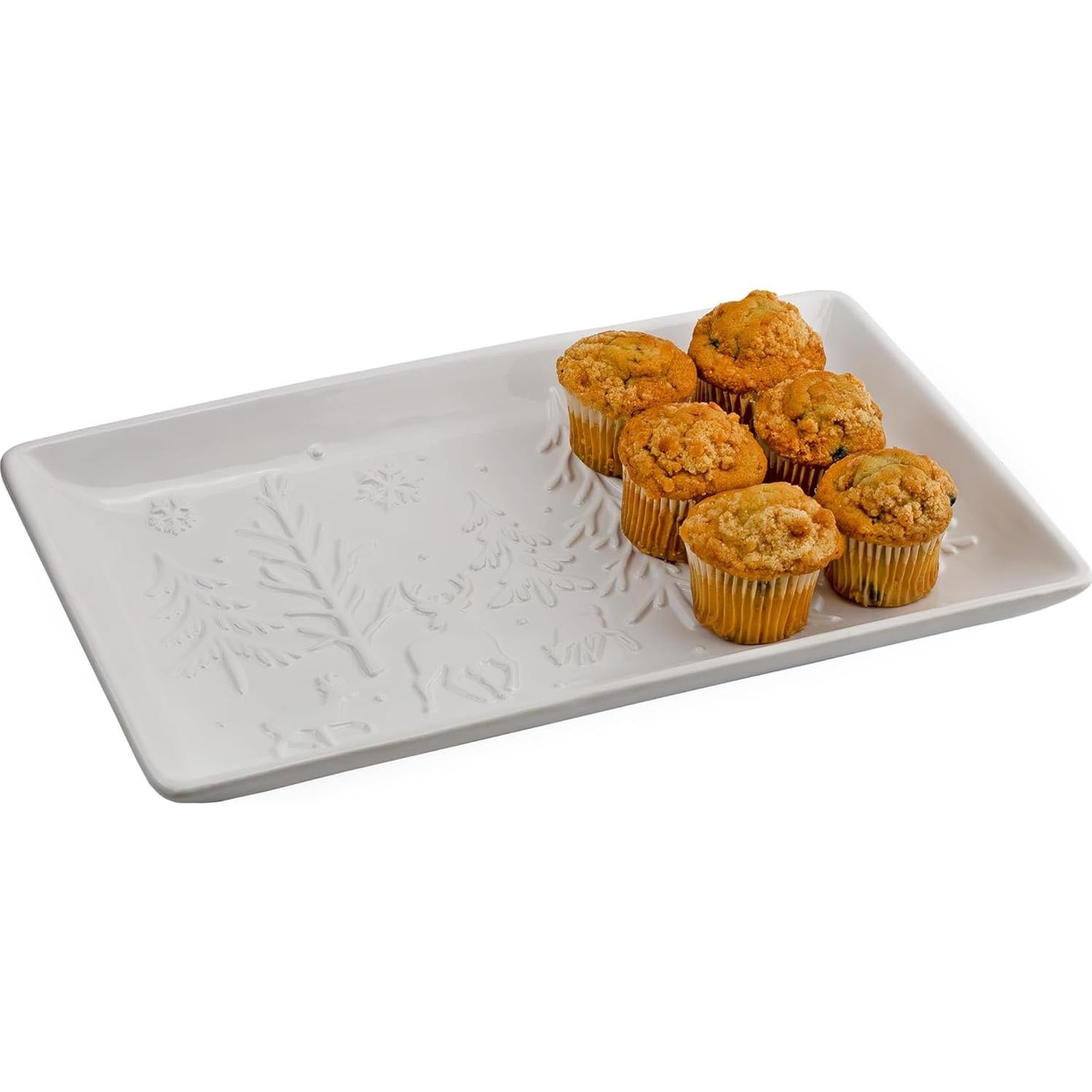 Plato Rectangular AuldHome de Cerámica Blanca 31.75x19 cm