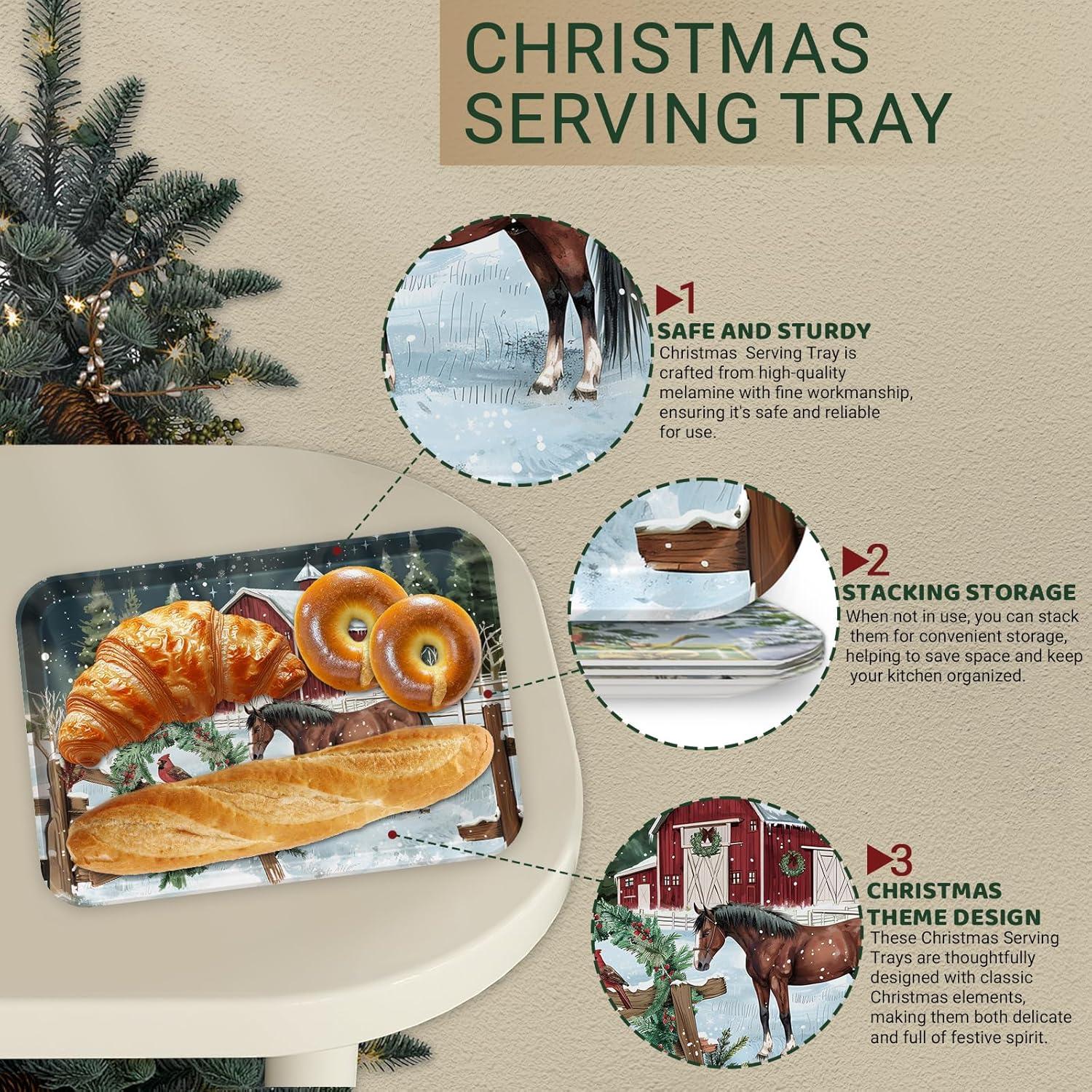 Juego de 4 Bandejas de Servicio Navideñas Viynran 38.1x27.9cm