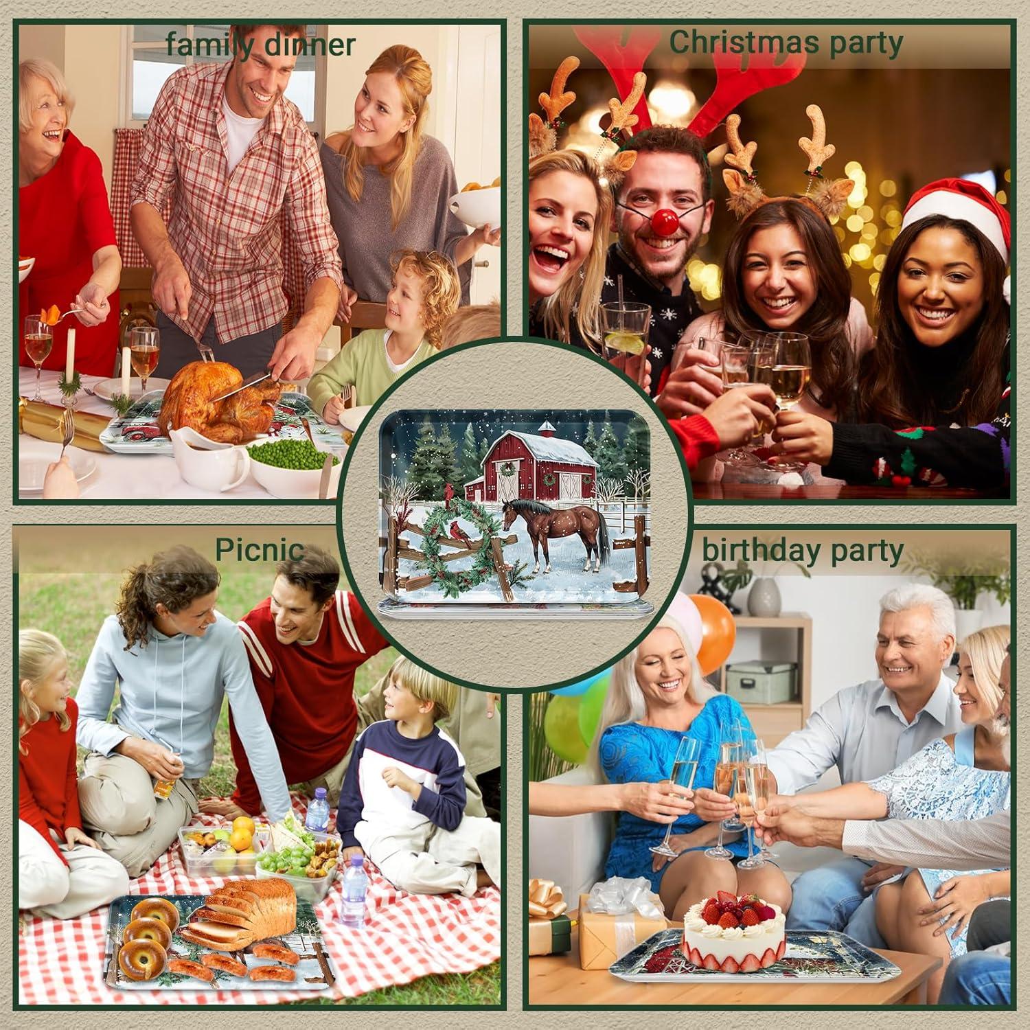 Juego de 4 Bandejas de Servicio Navideñas Viynran 38.1x27.9cm