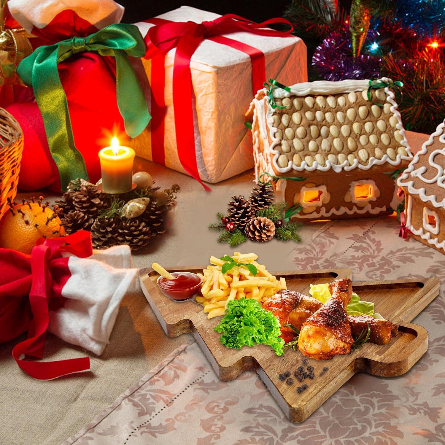 Bandeja de Madera de Acacia Renawe en Forma de Árbol 38x30 cm