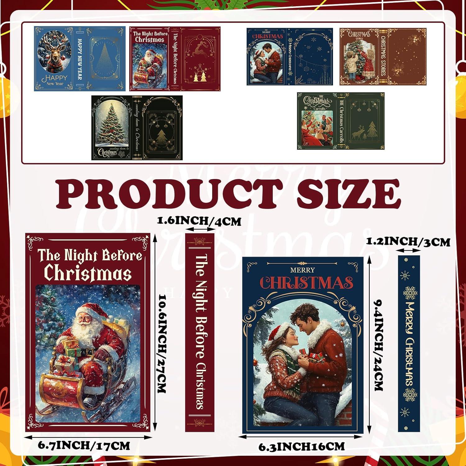 6 Cajas de Almacenamiento Decorativas de Libros Falsos Navidad