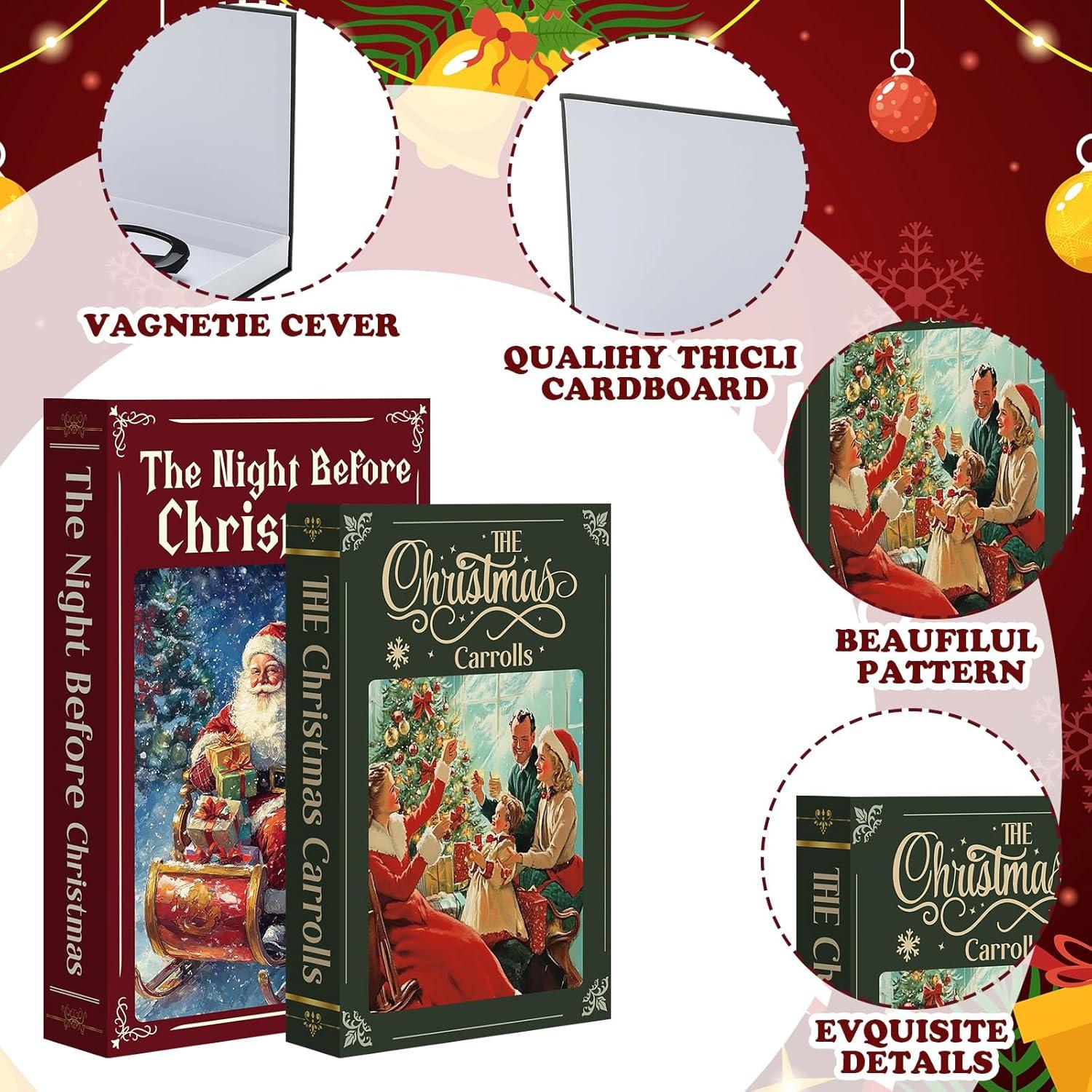 6 Cajas de Almacenamiento Decorativas de Libros Falsos Navidad