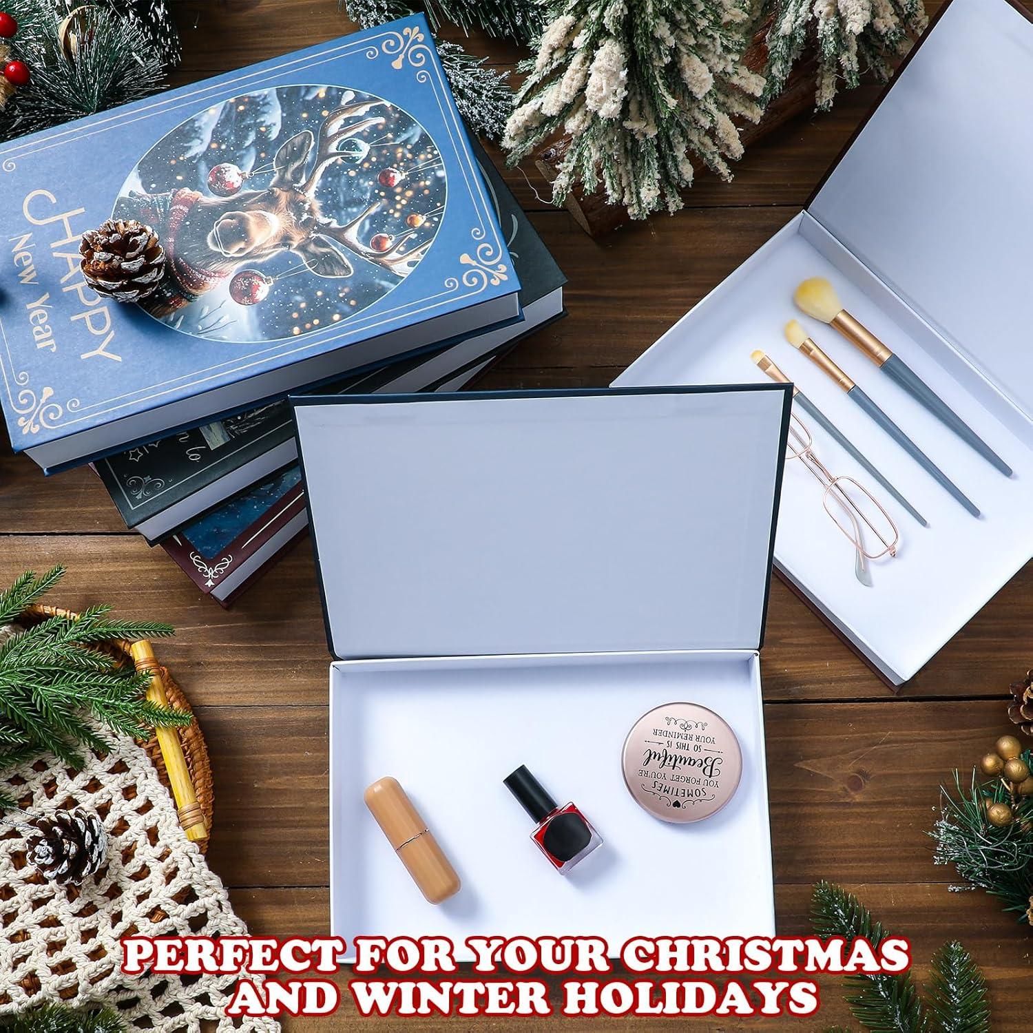 6 Cajas de Almacenamiento Decorativas de Libros Falsos Navidad