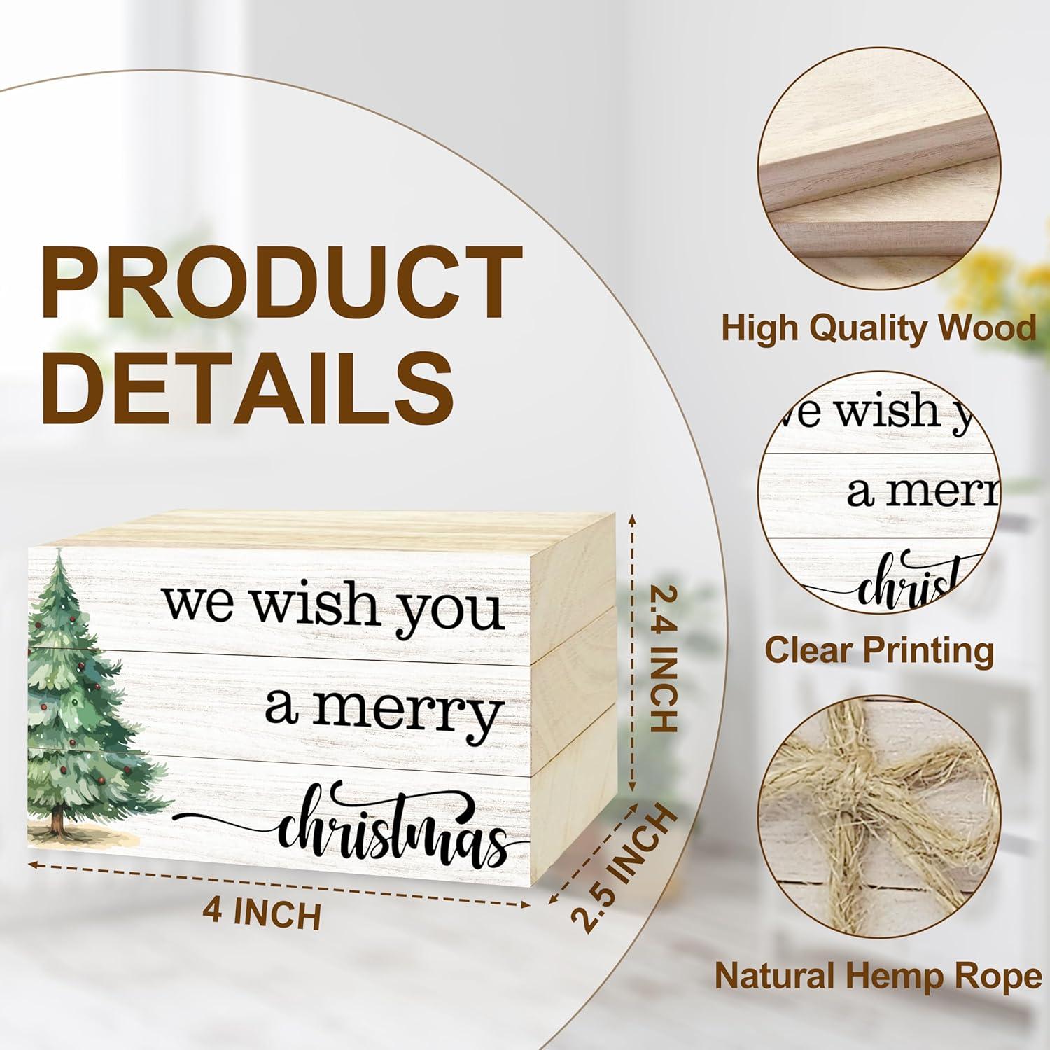 3 Libros Decorativos de Madera Navidad Wenhihsiy 10x6cm