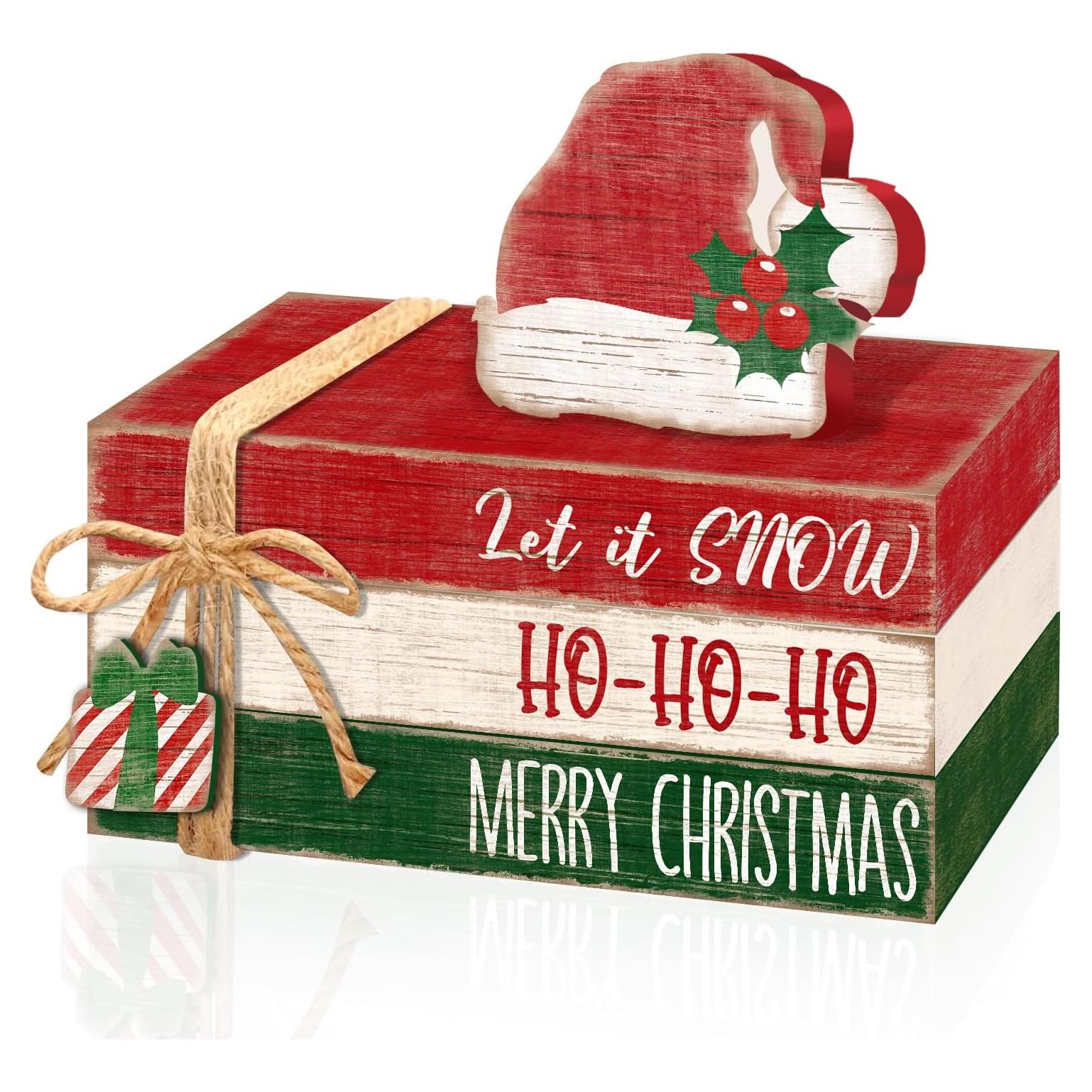 Decoración de Mesa Navidad Culudea con Sombrero de Santa y Libros