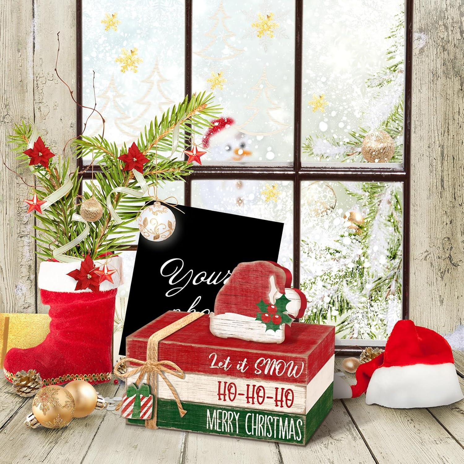 Decoración de Mesa Navidad Culudea con Sombrero de Santa y Libros