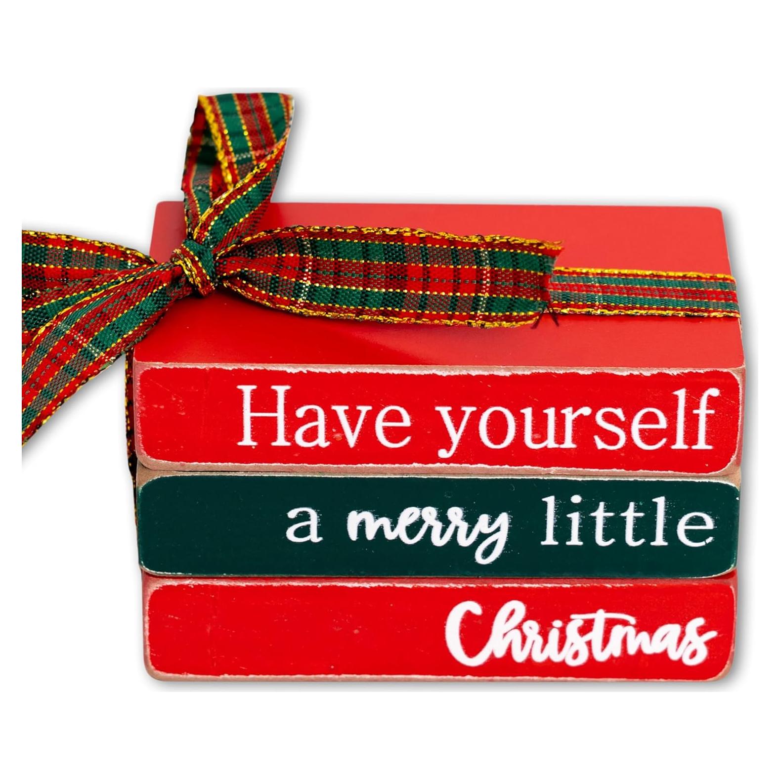 Pila de Libros de Madera Mini Navidad Win Win Life