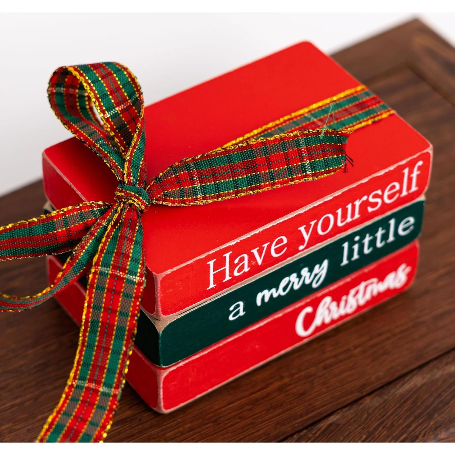 Pila de Libros de Madera Mini Navidad Win Win Life