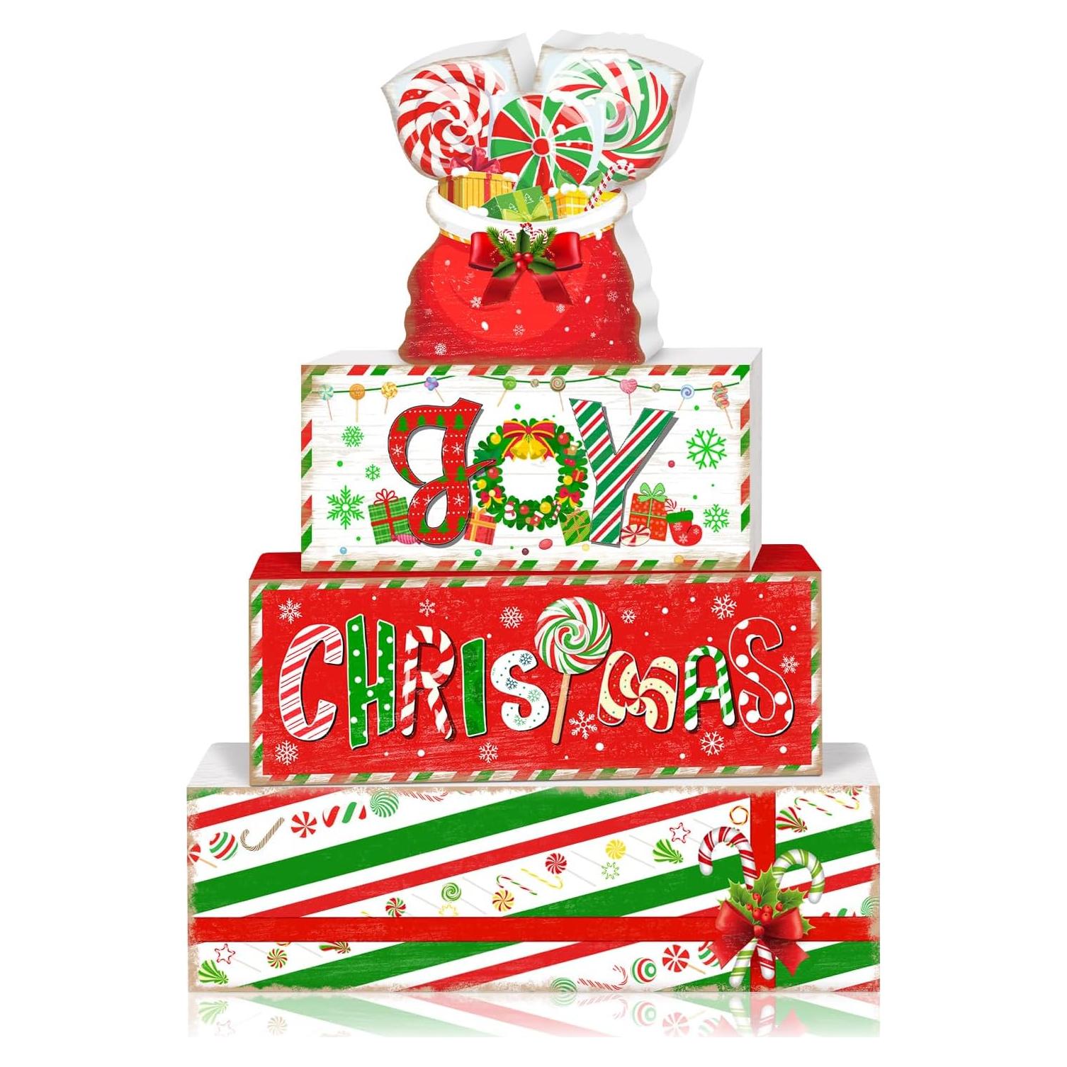 Conjunto de Decoración de Mesa Navideña Britimes 4 Pcs Madera