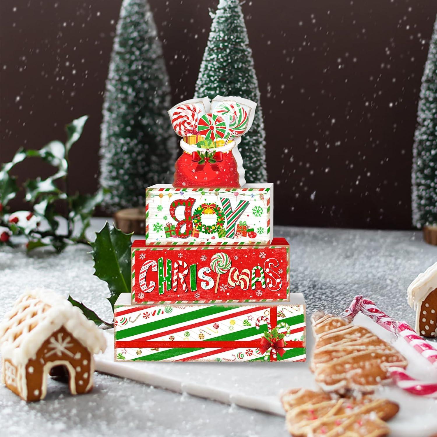 Conjunto de Decoración de Mesa Navideña Britimes 4 Pcs Madera