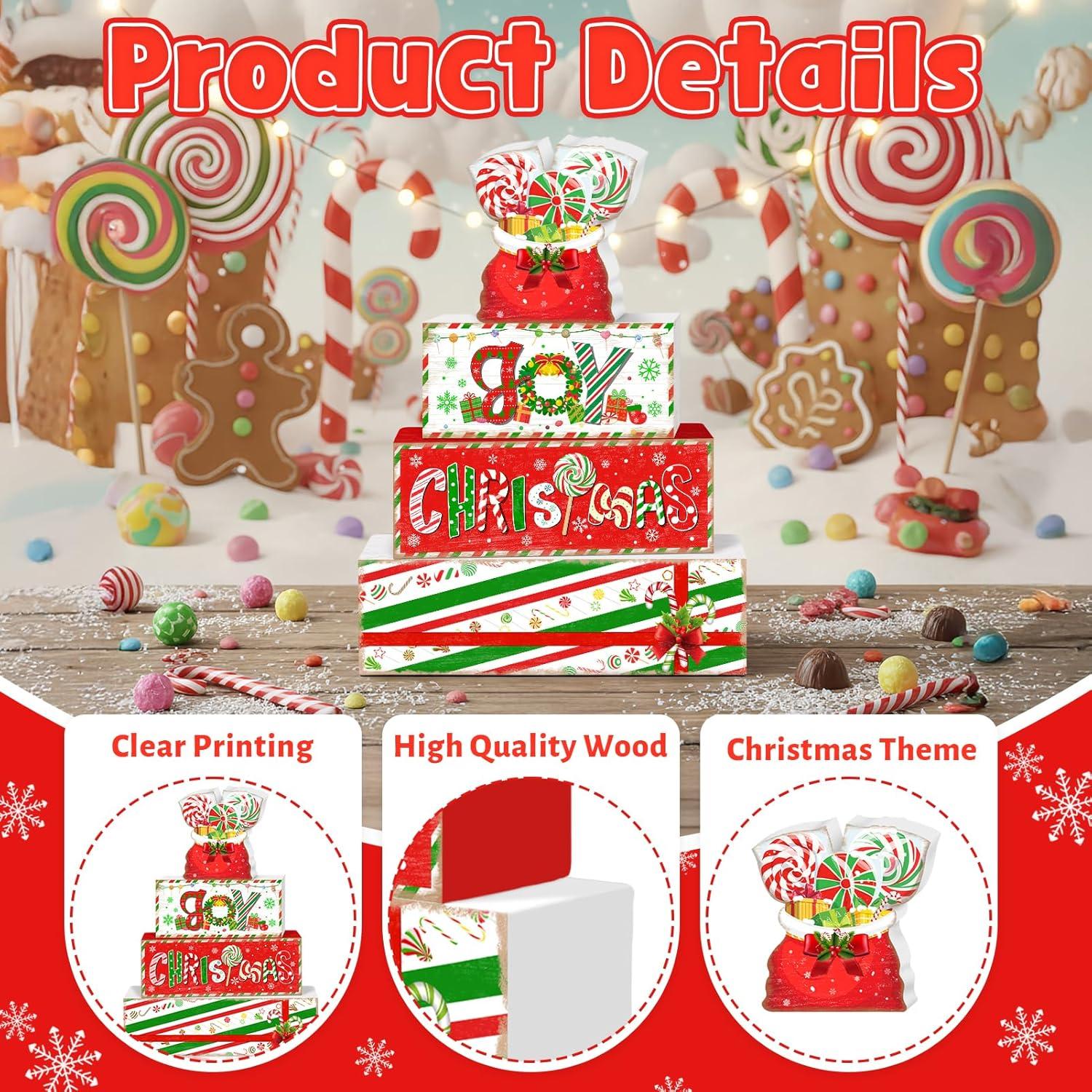 Conjunto de Decoración de Mesa Navideña Britimes 4 Pcs Madera