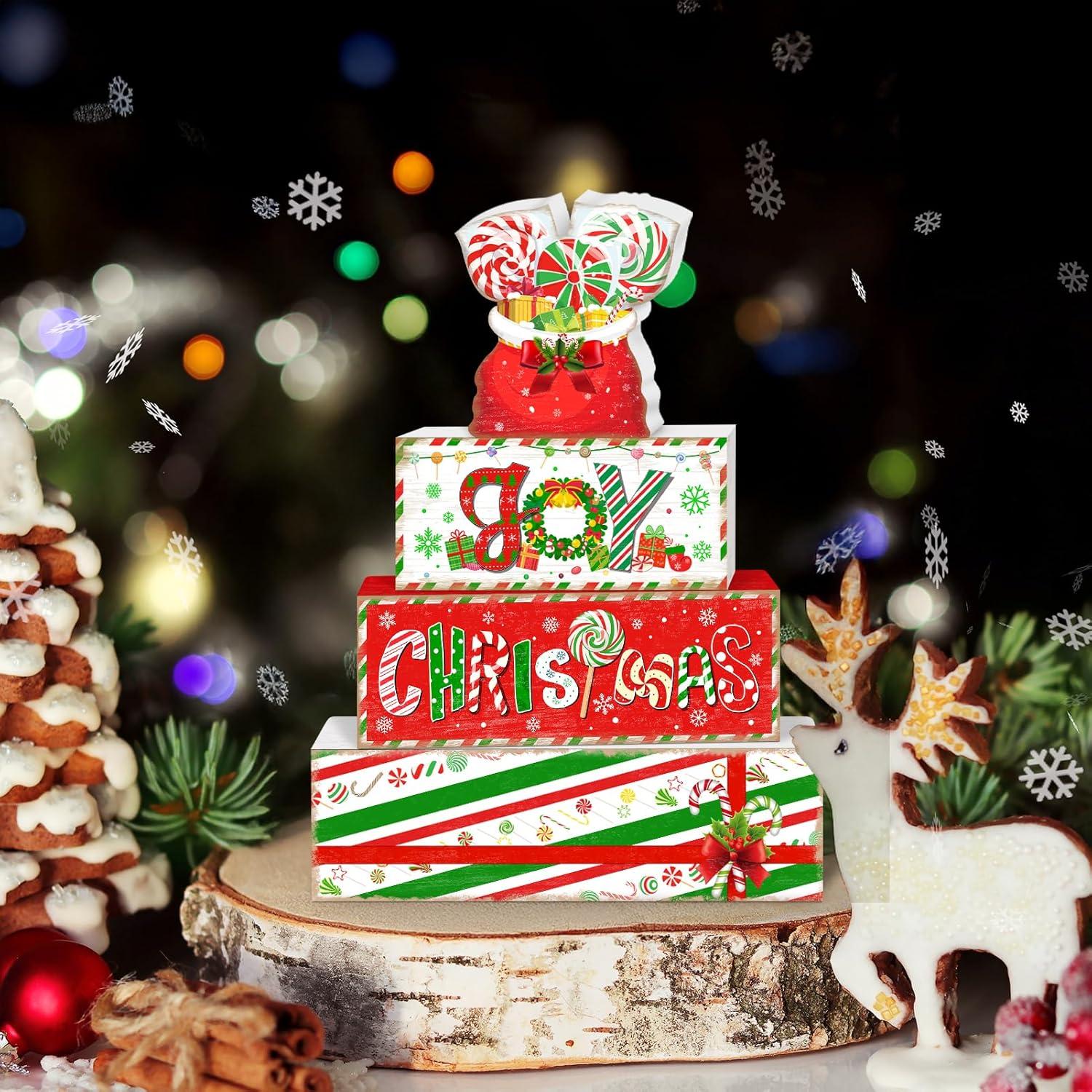 Conjunto de Decoración de Mesa Navideña Britimes 4 Pcs Madera