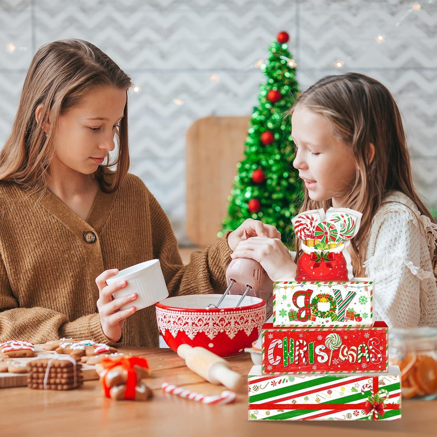 Conjunto de Decoración de Mesa Navideña Britimes 4 Pcs Madera