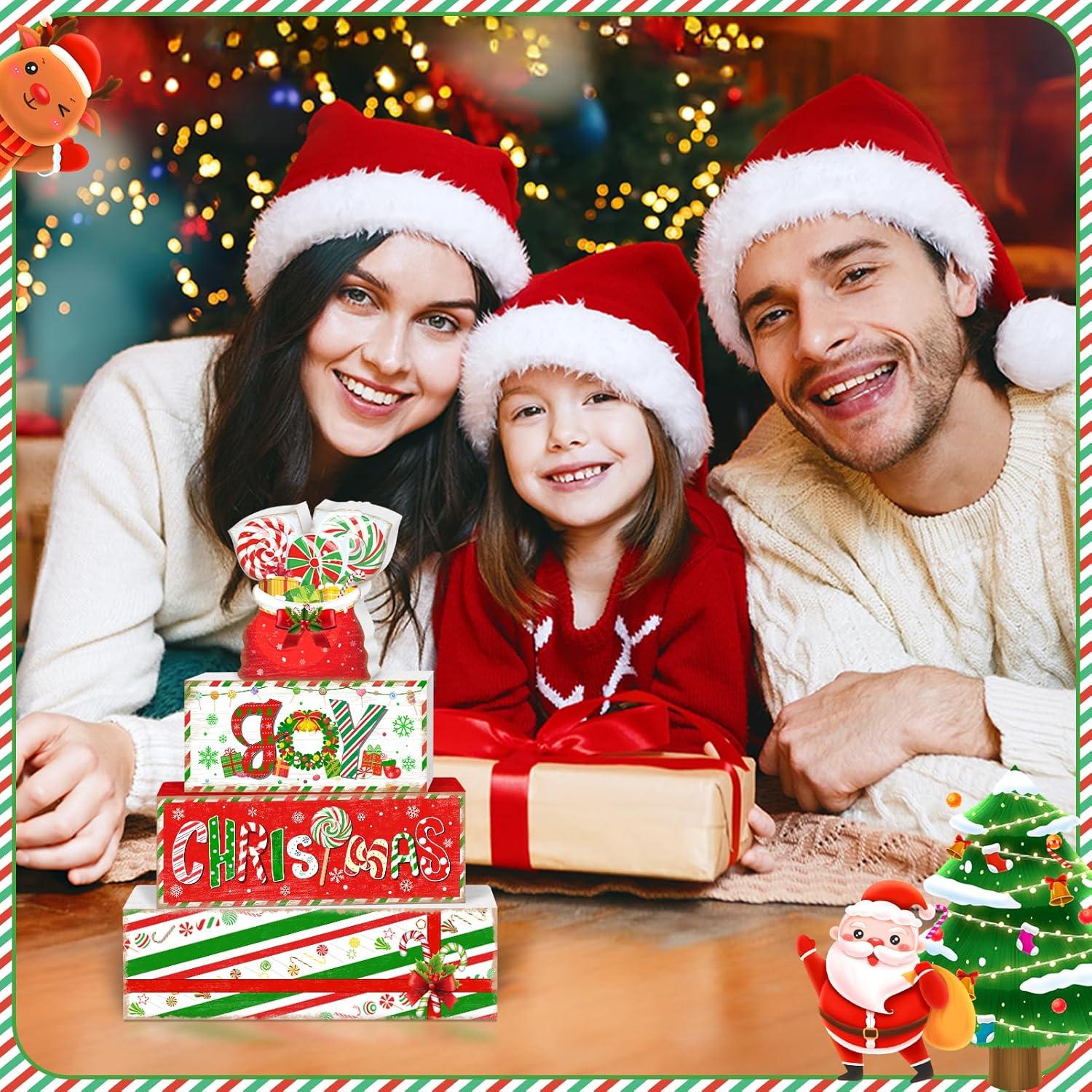 Conjunto de Decoración de Mesa Navideña Britimes 4 Pcs Madera