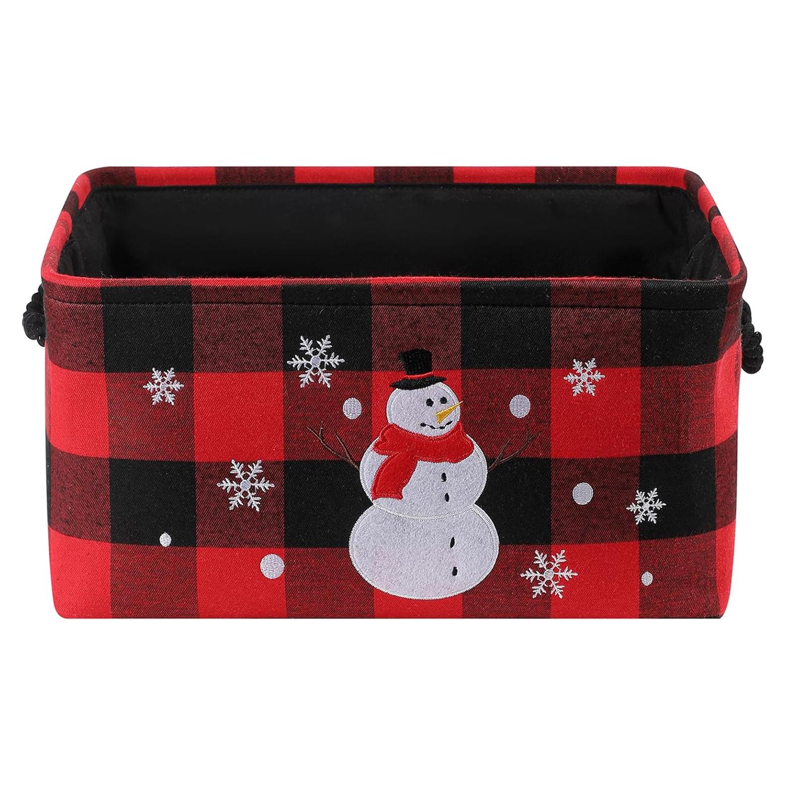 Cesta de Almacenamiento Grande INough Cuadros Rojos 41x31x21cm