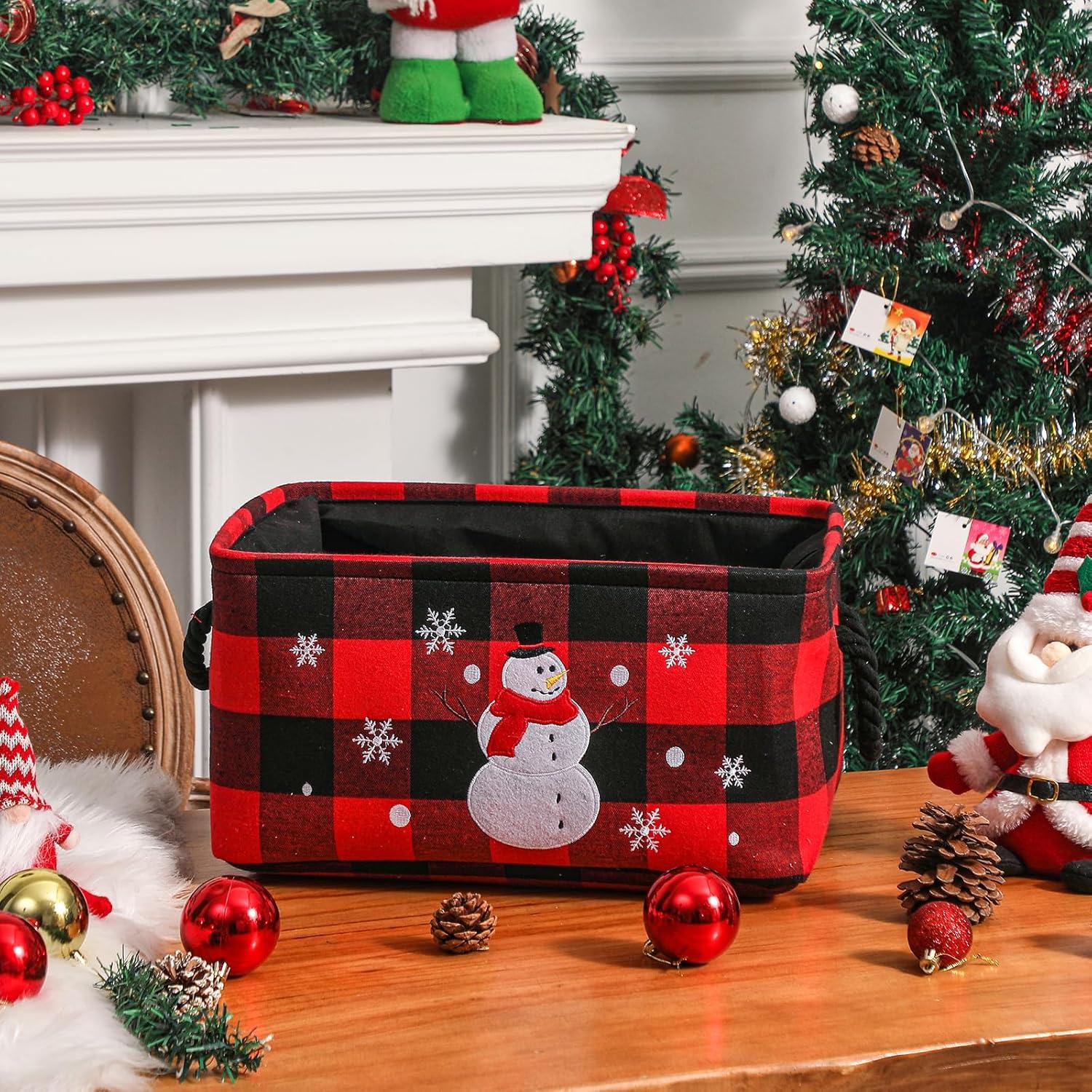 Cesta de Almacenamiento Grande INough Cuadros Rojos 41x31x21cm