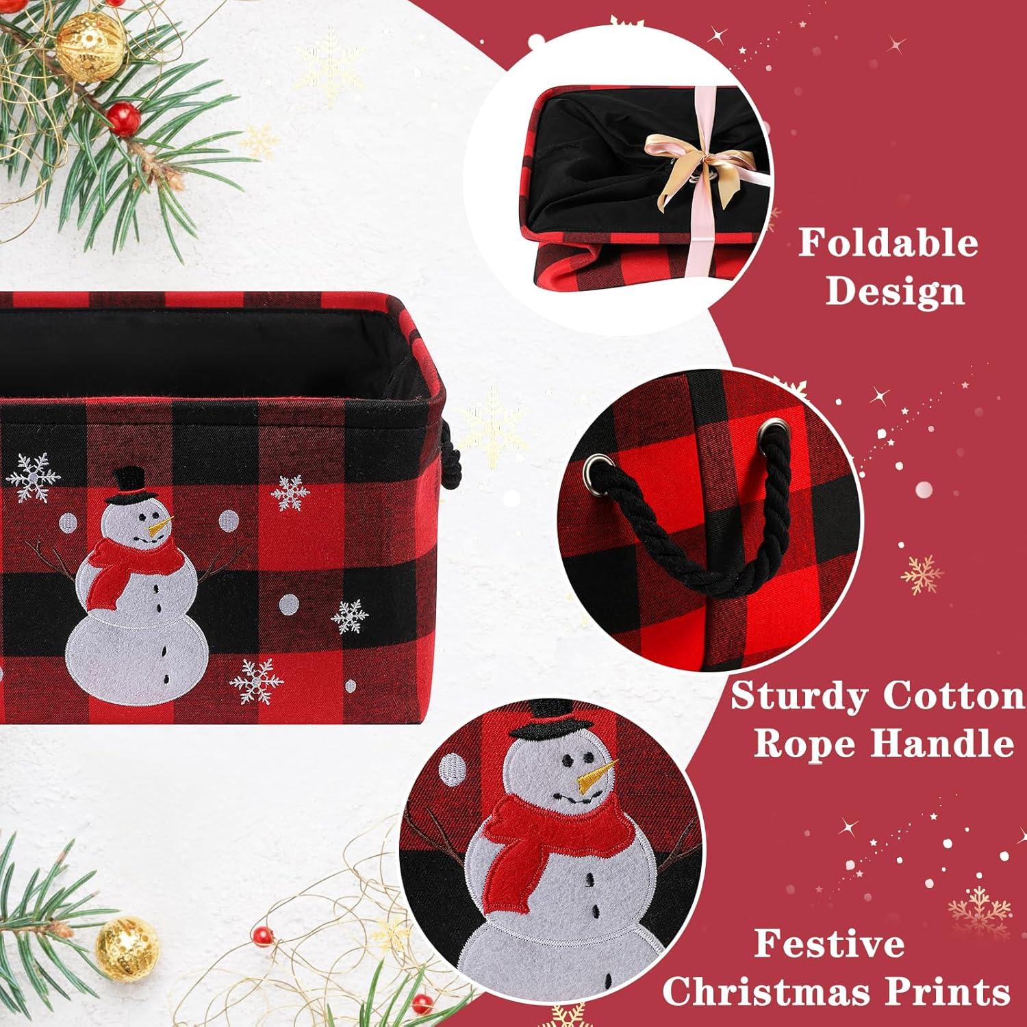 Cesta de Almacenamiento Grande INough Cuadros Rojos 41x31x21cm