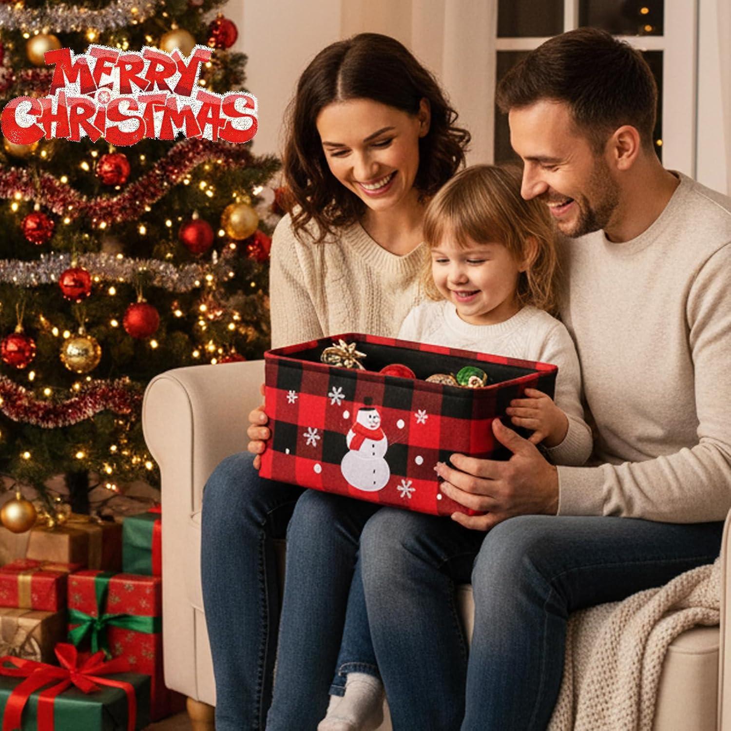 Cesta de Almacenamiento Grande INough Cuadros Rojos 41x31x21cm