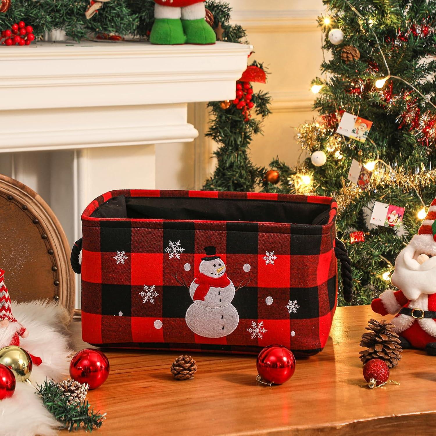 Cesta de Almacenamiento Grande INough Cuadros Rojos 41x31x21cm