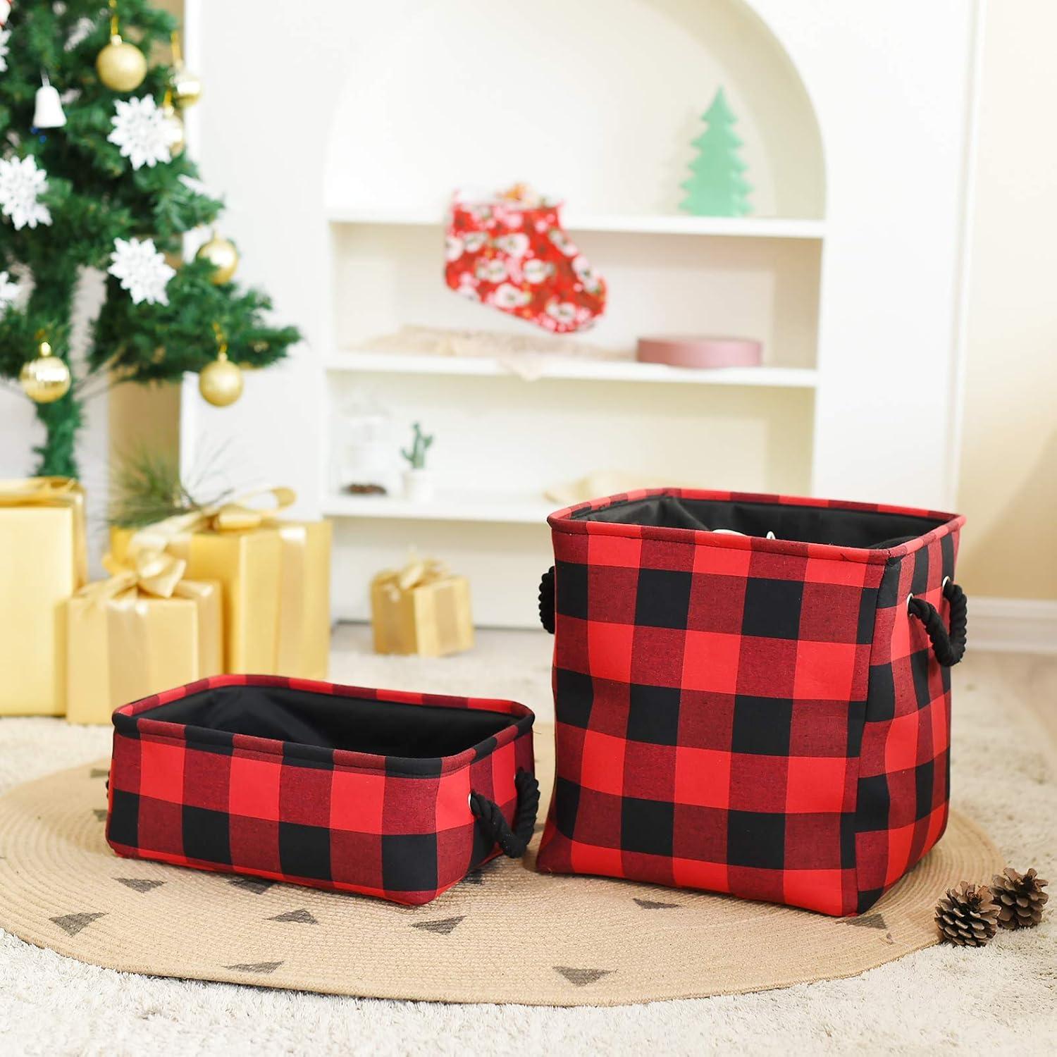 Cesta de Regalo Vacía INough Cuadros 35x27x12 cm Navidad