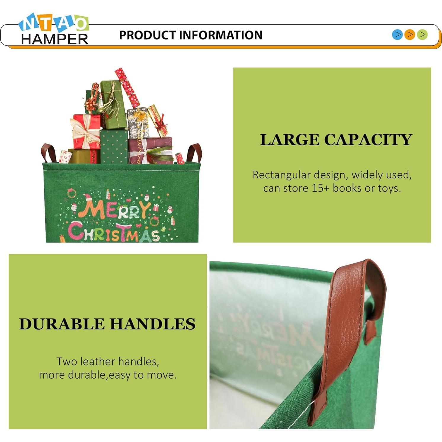 Canasta de Almacenamiento NTAOHAMPER Verde 37.8x25.9x24.9 cm