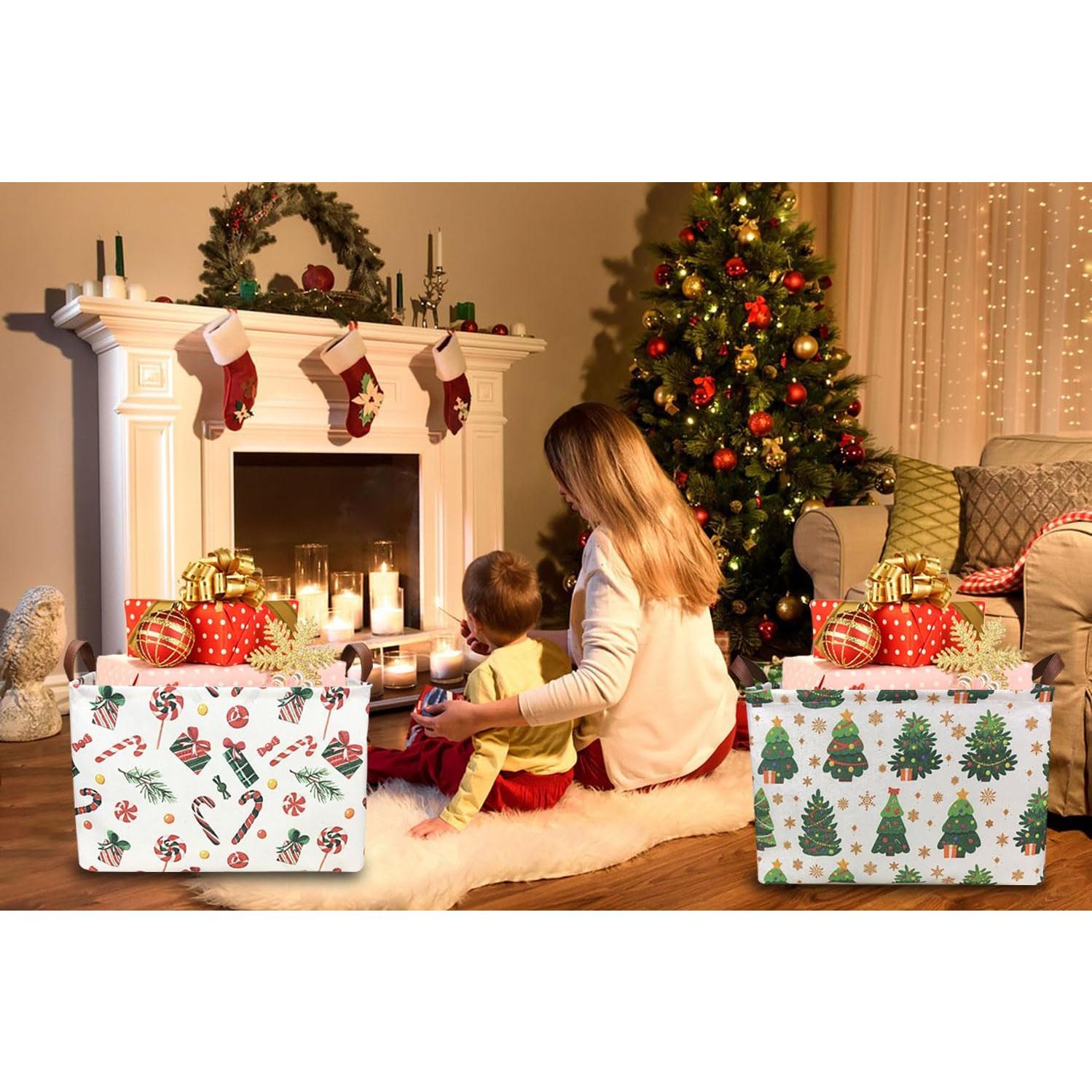 Cesta de Almacenamiento HKEC Rectangular 38x25x25 cm con Mangos