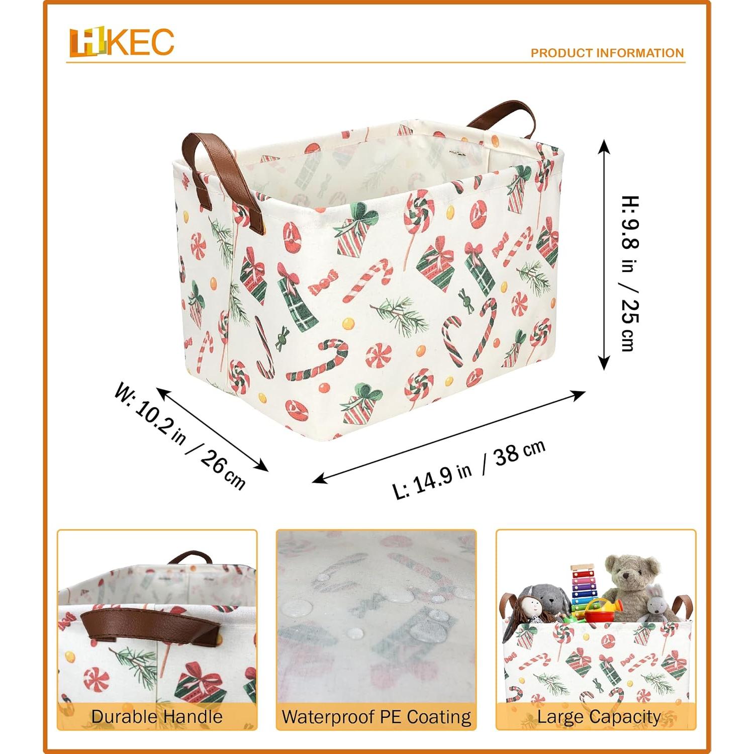 Cesta de Almacenamiento HKEC Rectangular 38x25x25 cm con Mangos
