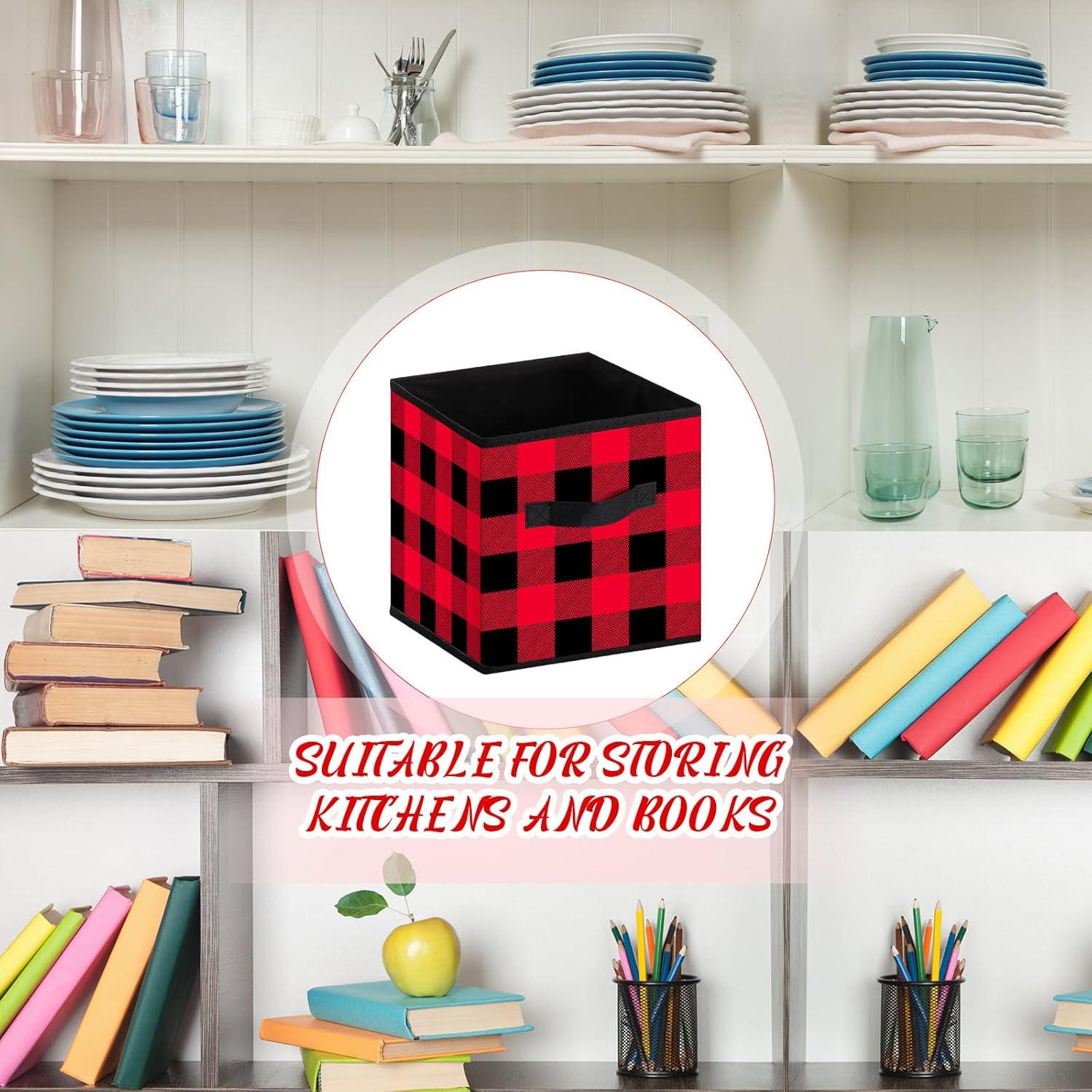 Cestas de Almacenamiento Plegables Suzile 6 Pcs 25x25 cm Rojo y Negro