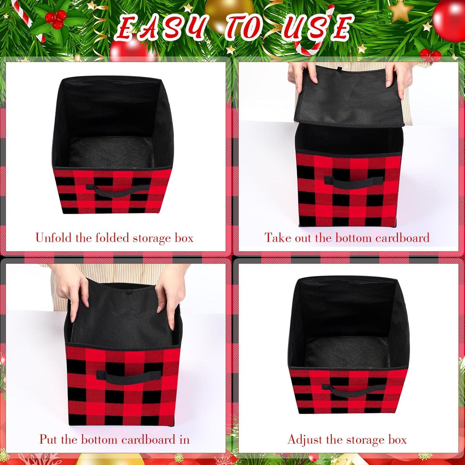 Cestas de Almacenamiento Plegables Suzile 6 Pcs 25x25 cm Rojo y Negro