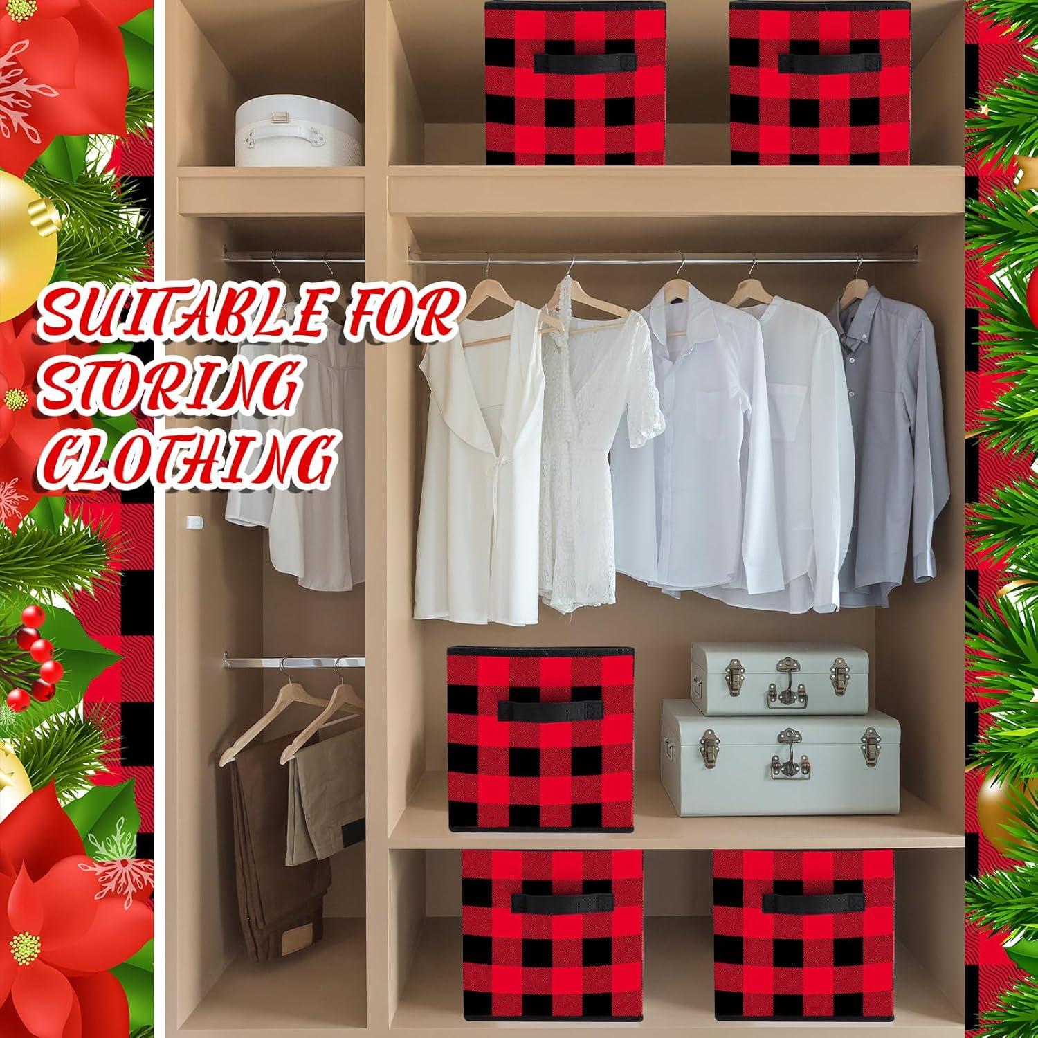 Cestas de Almacenamiento Plegables Suzile 6 Pcs 25x25 cm Rojo y Negro