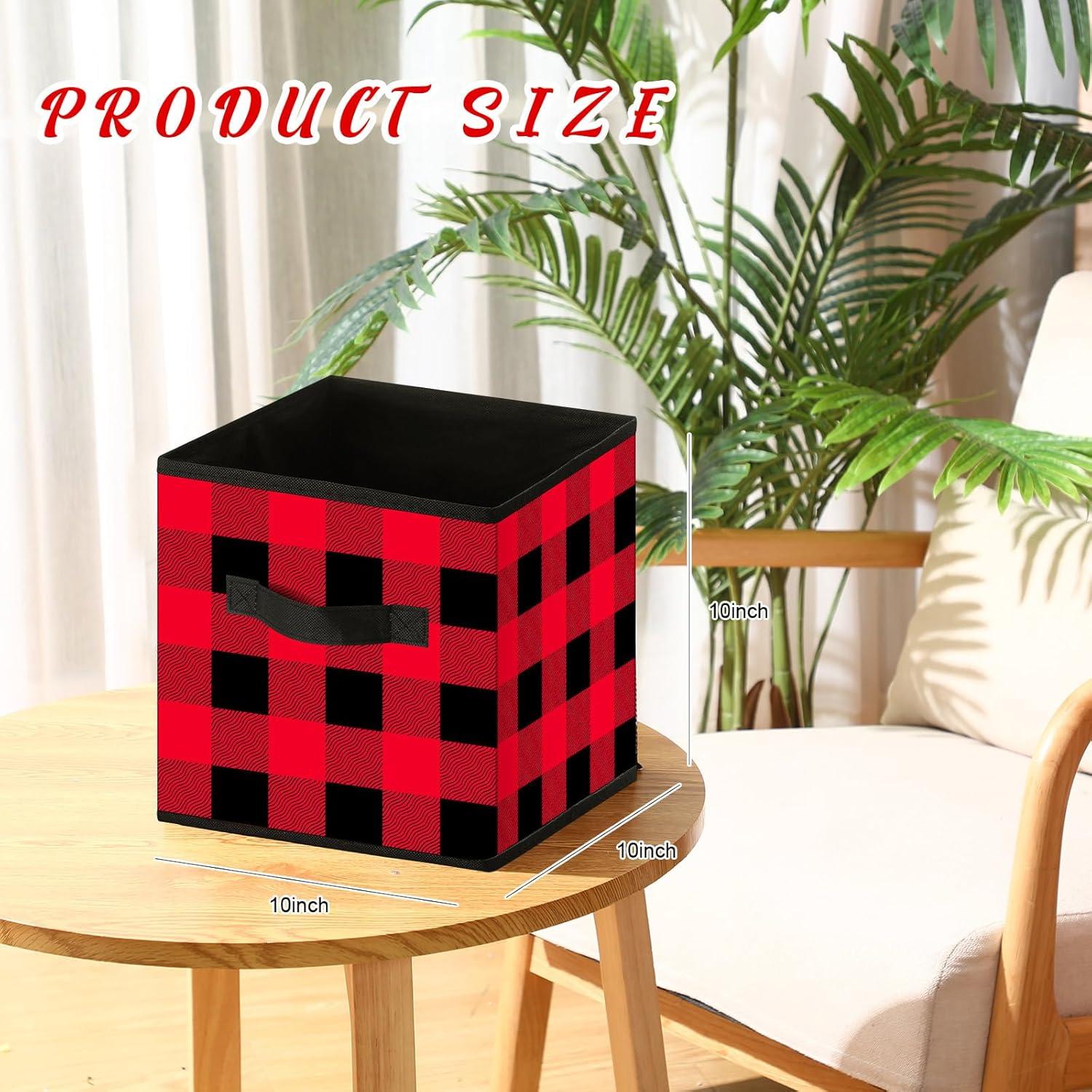 Cestas de Almacenamiento Plegables Suzile 6 Pcs 25x25 cm Rojo y Negro