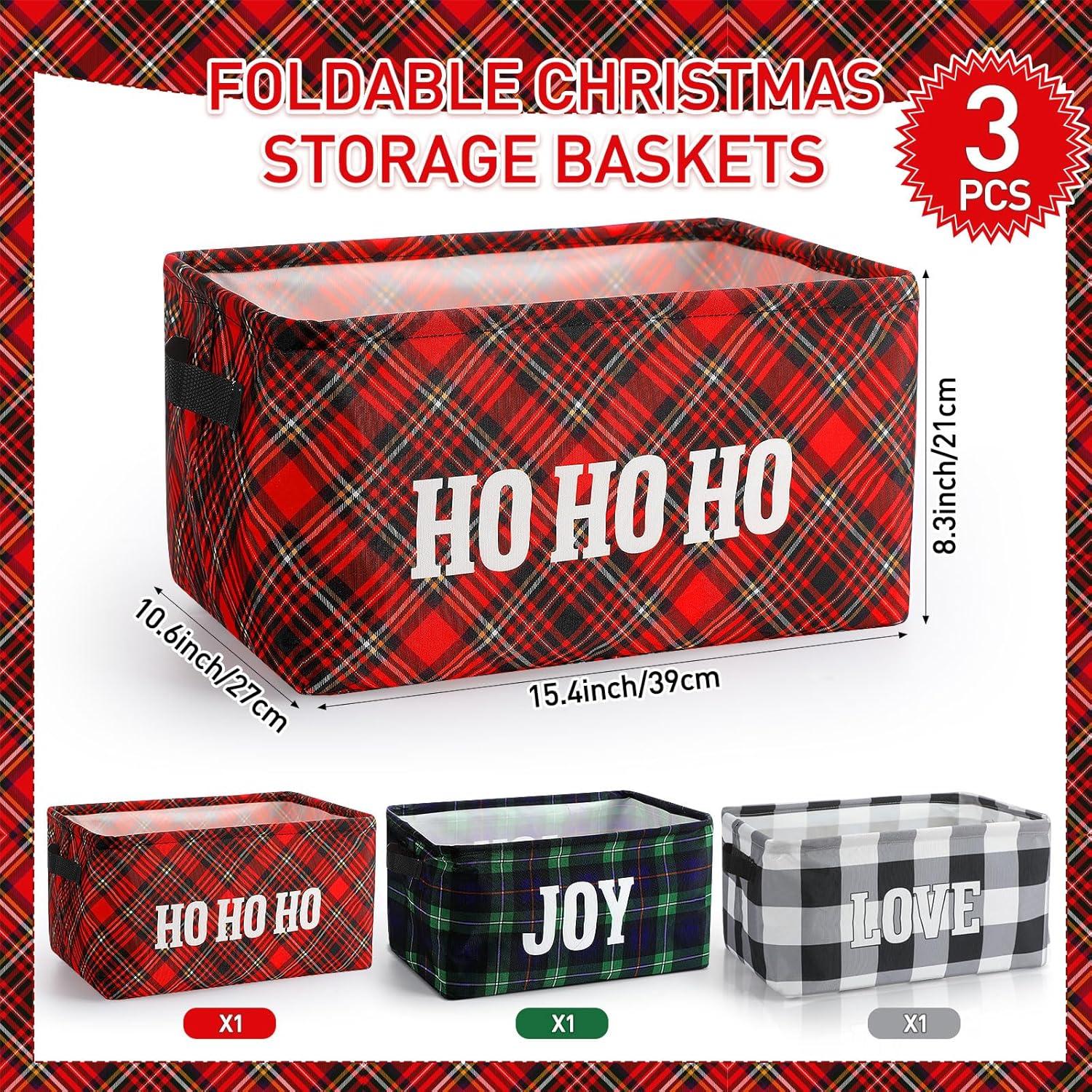 3 Cestas de Almacenamiento Navideñas Plegables FoldTier 39x27x21cm